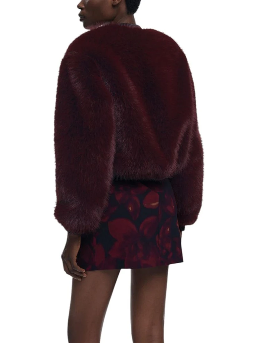 Bordeaux Polyester Jackets And Coat