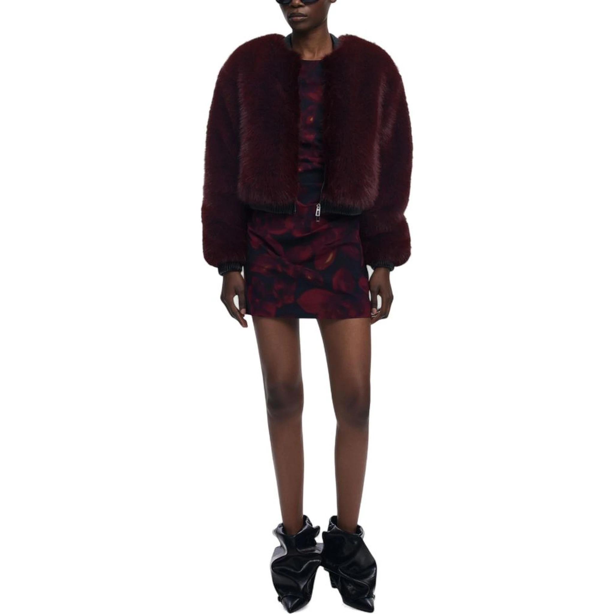 Bordeaux Polyester Jackets And Coat