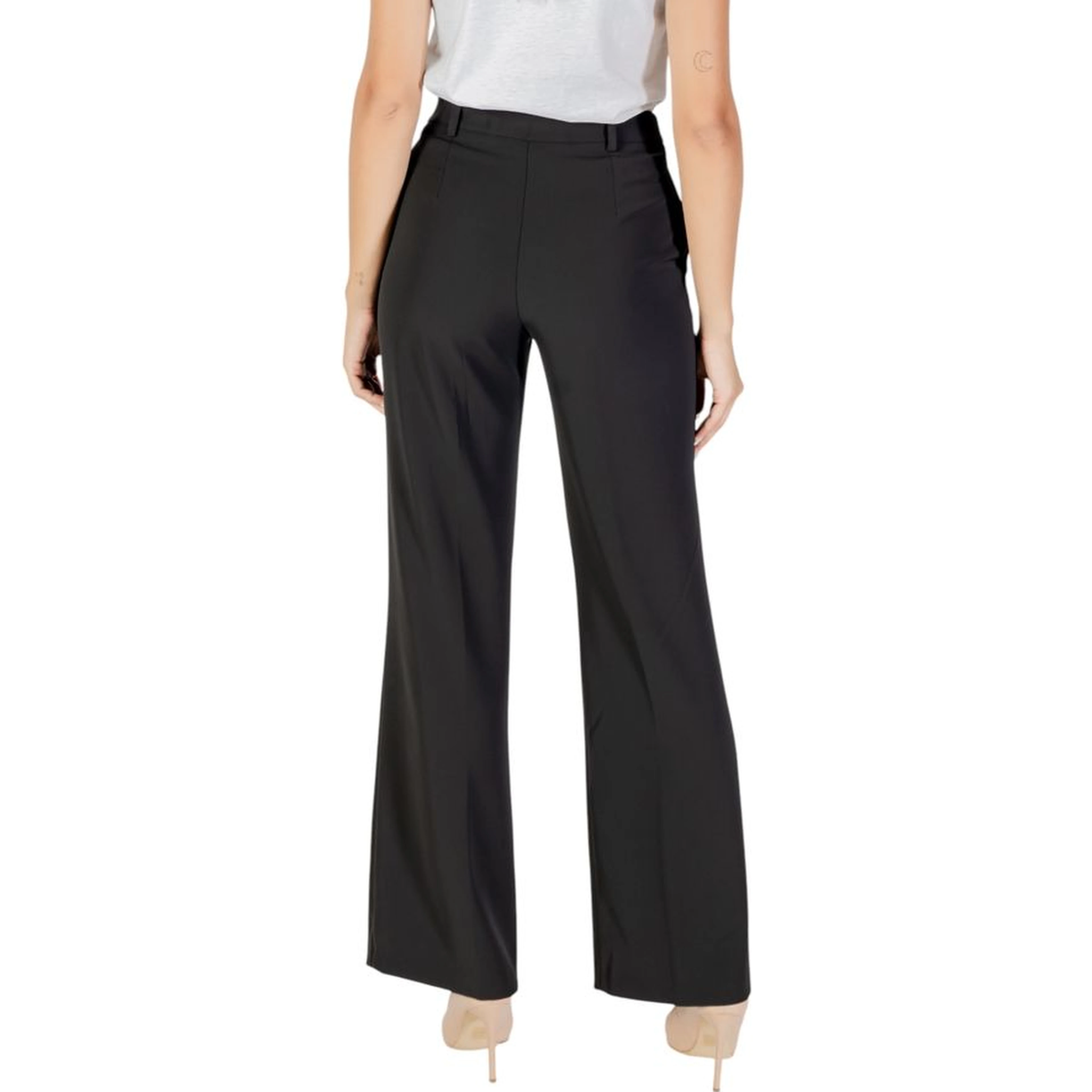 Black Polyester Casual Pants