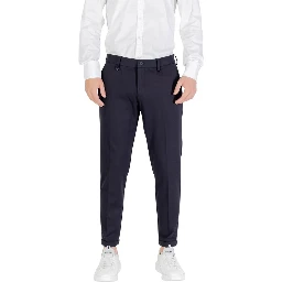 Blue Viscose Casual Pants