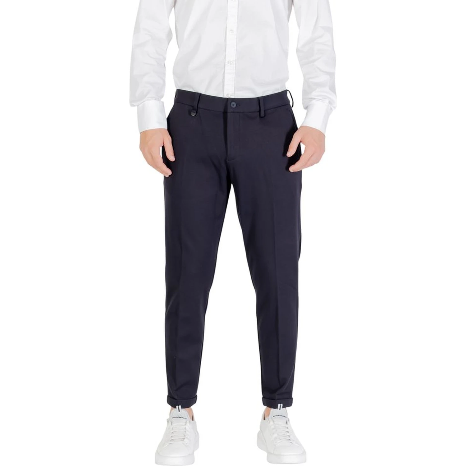 Blue Viscose Casual Pants