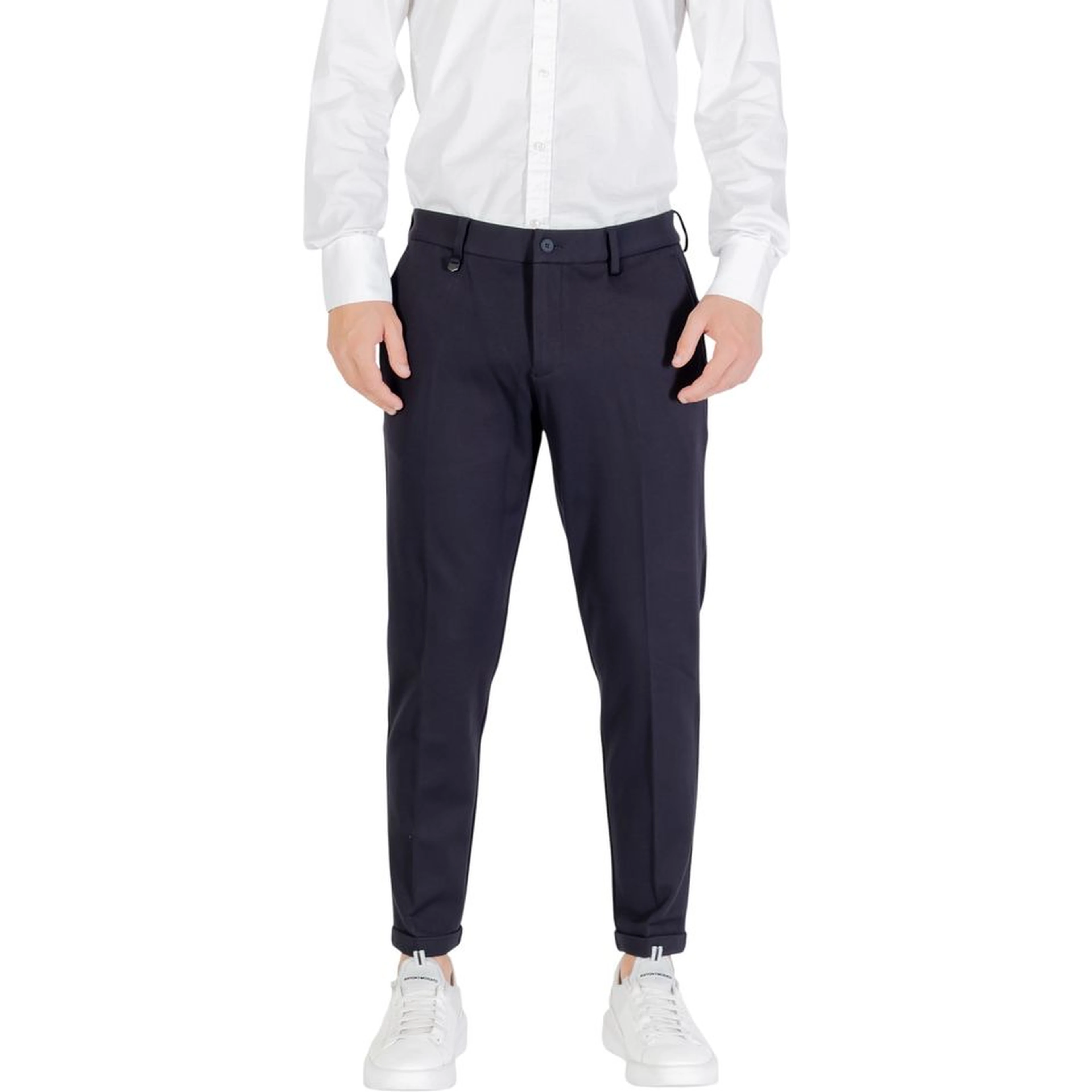 Blue Viscose Casual Pants