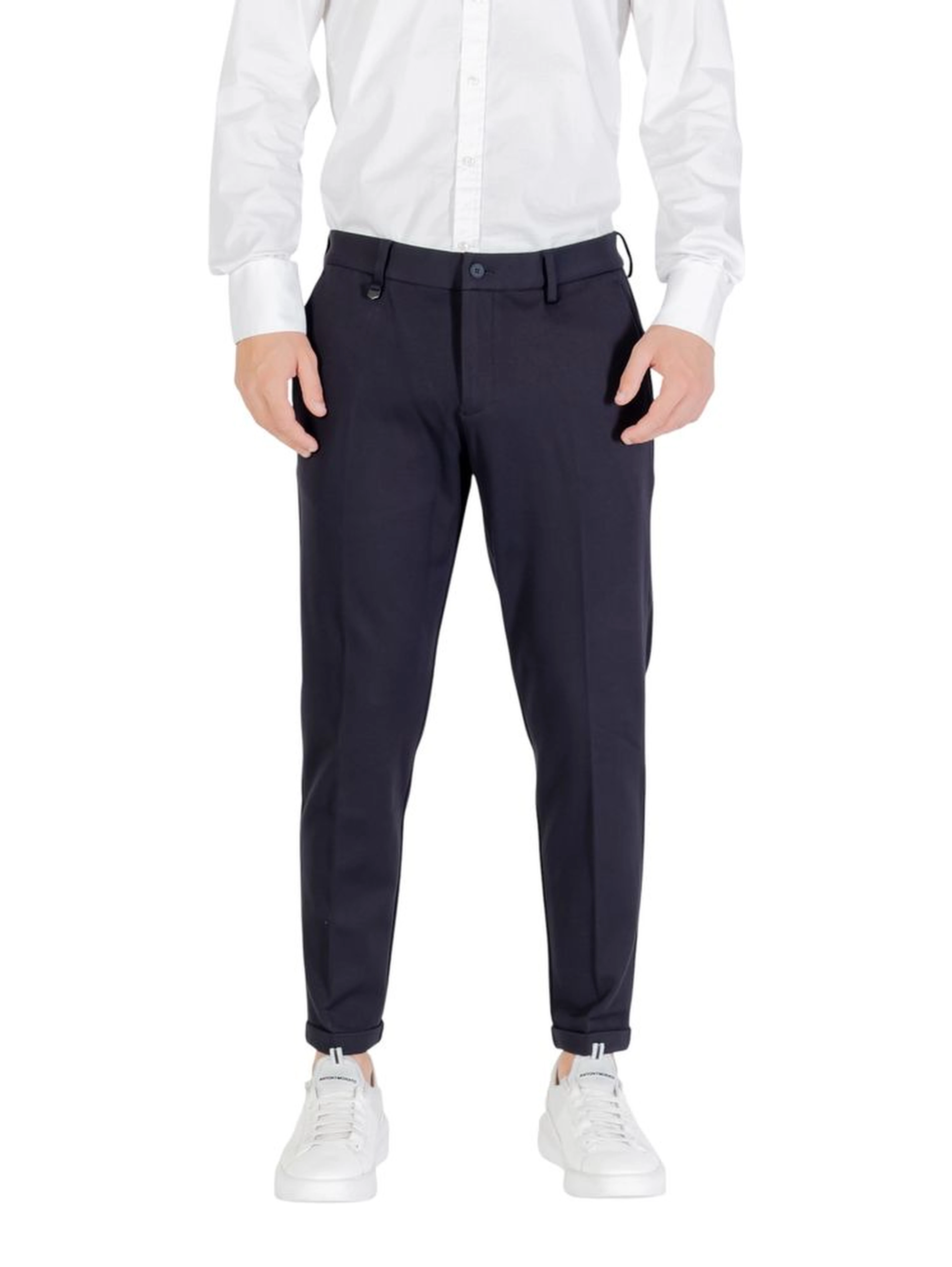 Blue Viscose Casual Pants