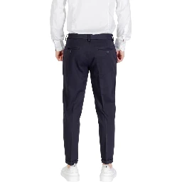 Blue Viscose Casual Pants