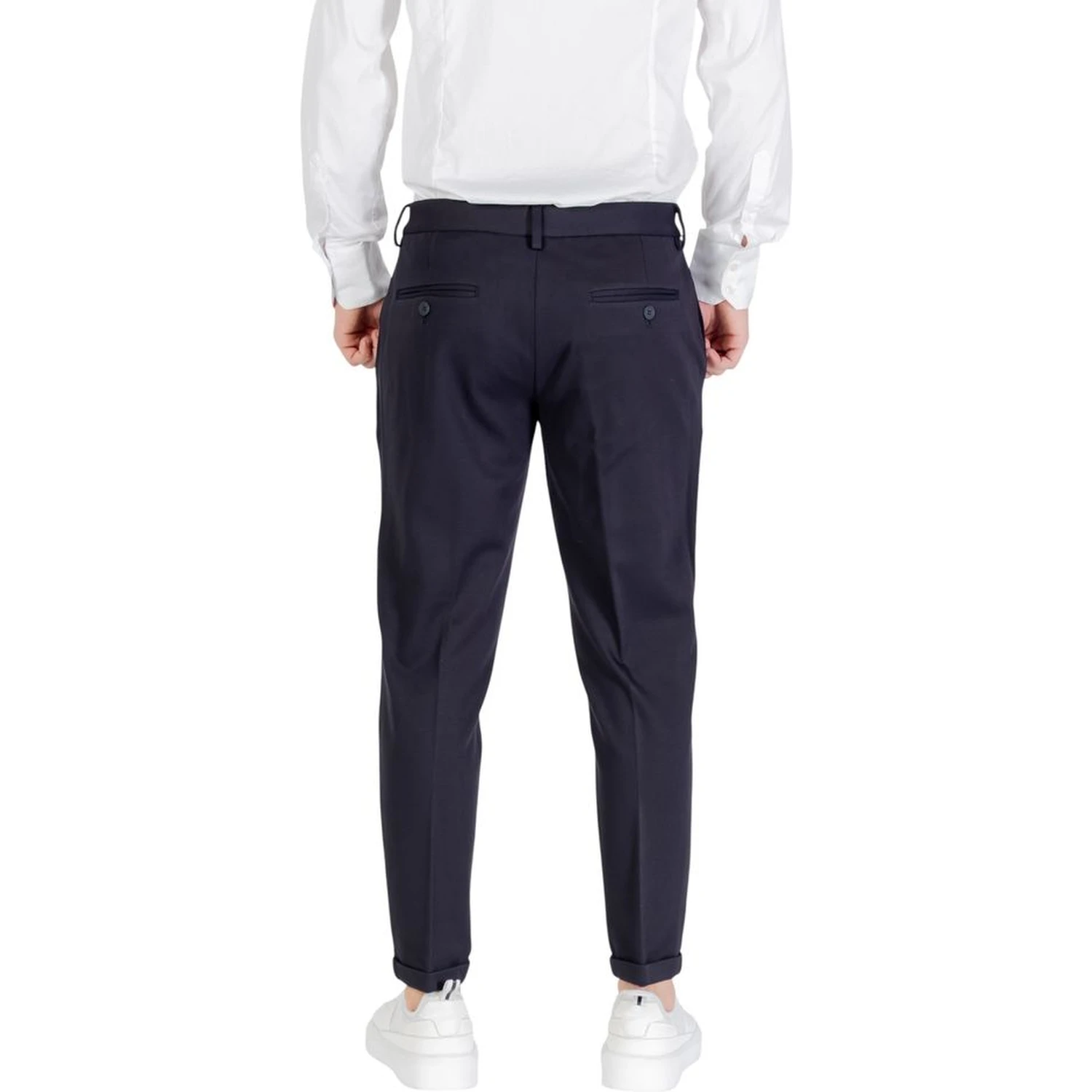 Blue Viscose Casual Pants