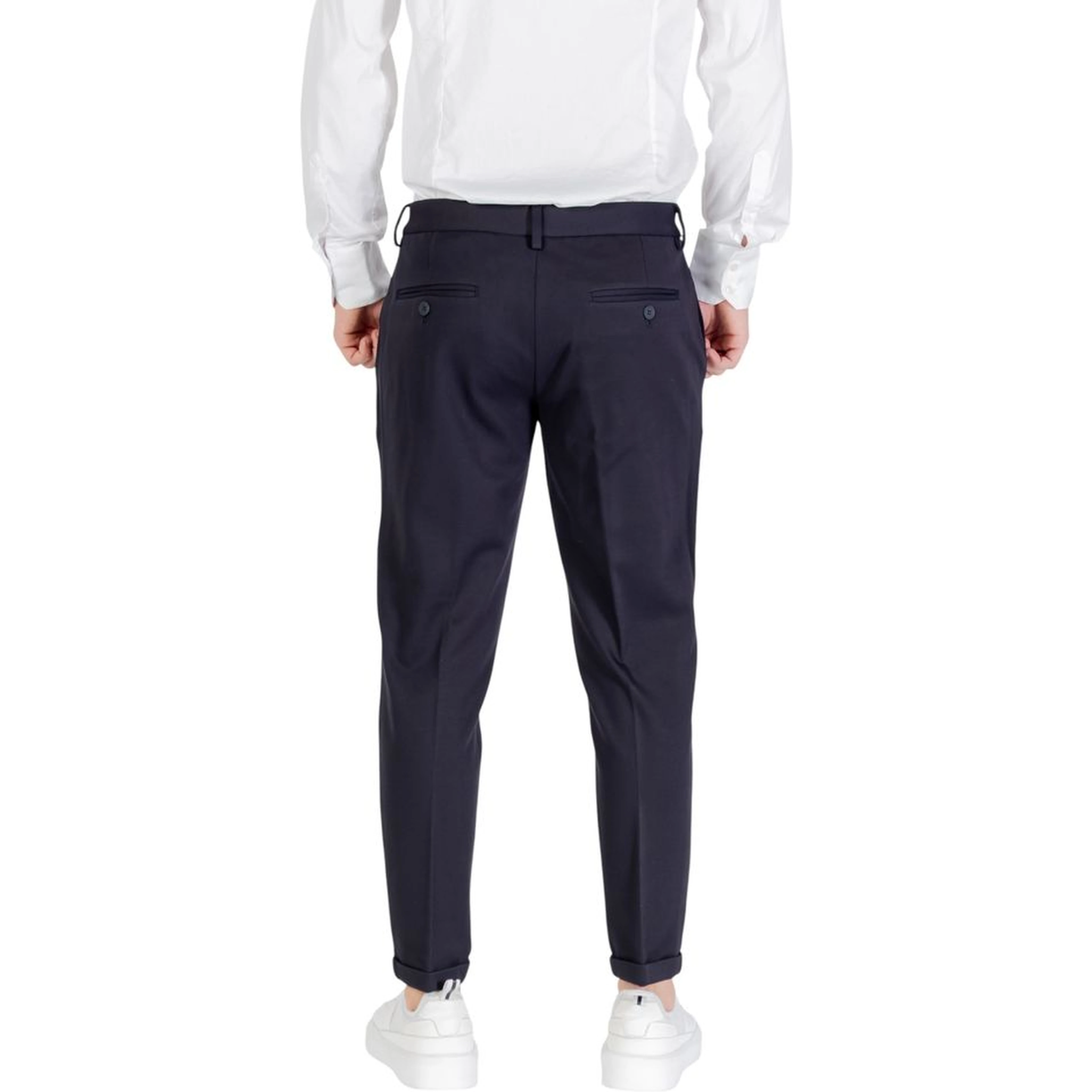 Blue Viscose Casual Pants
