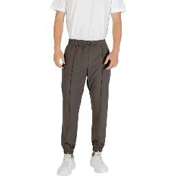 Green Polyester Casual Pants