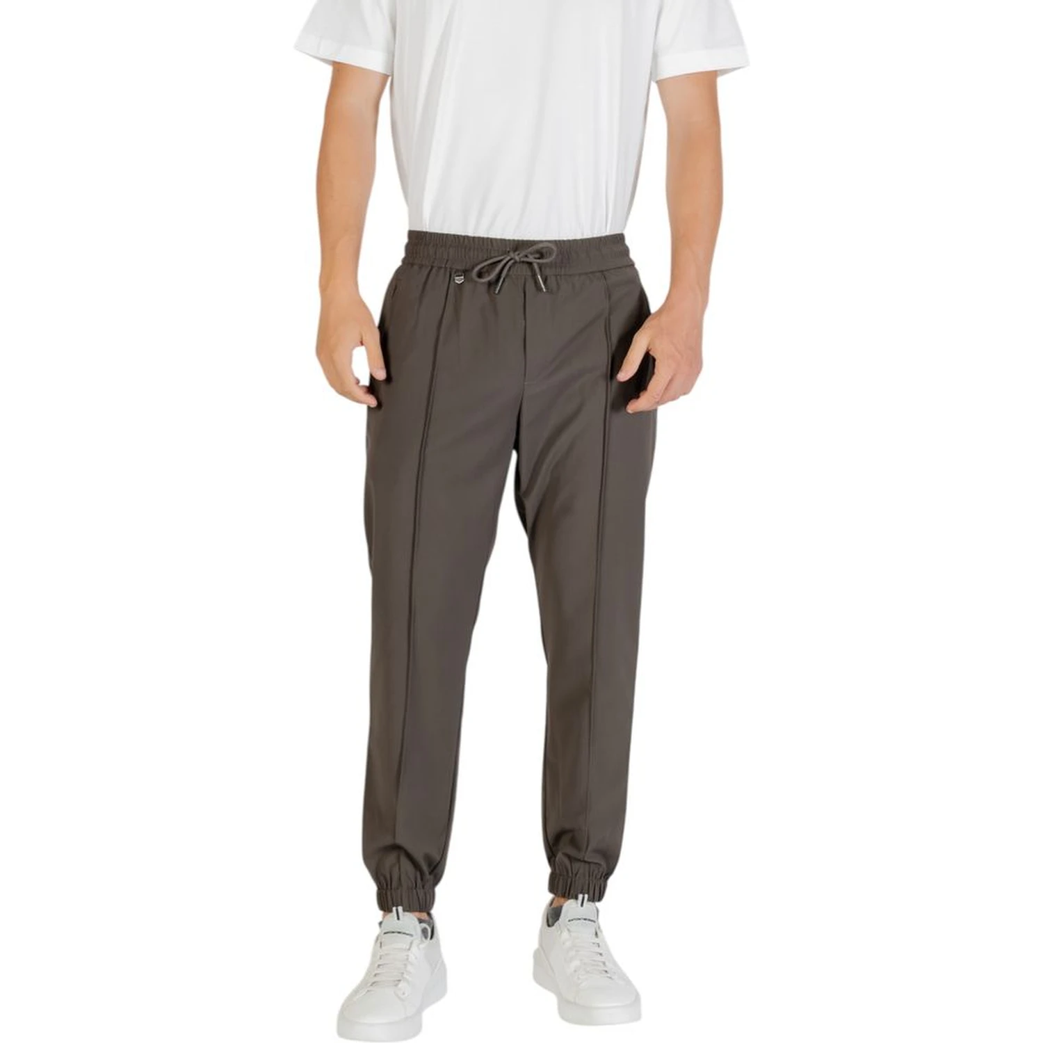 Green Polyester Casual Pants