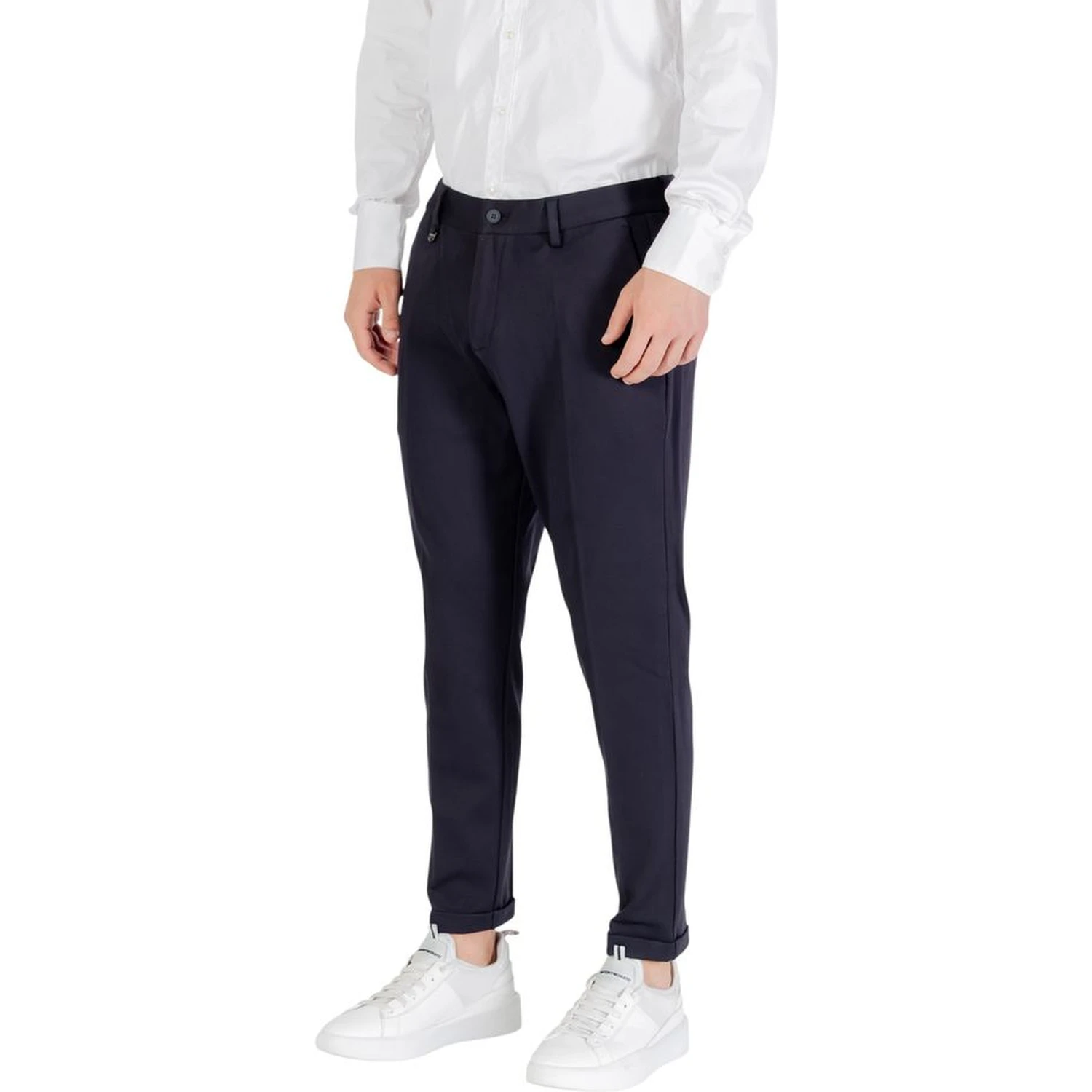 Blue Viscose Casual Pants