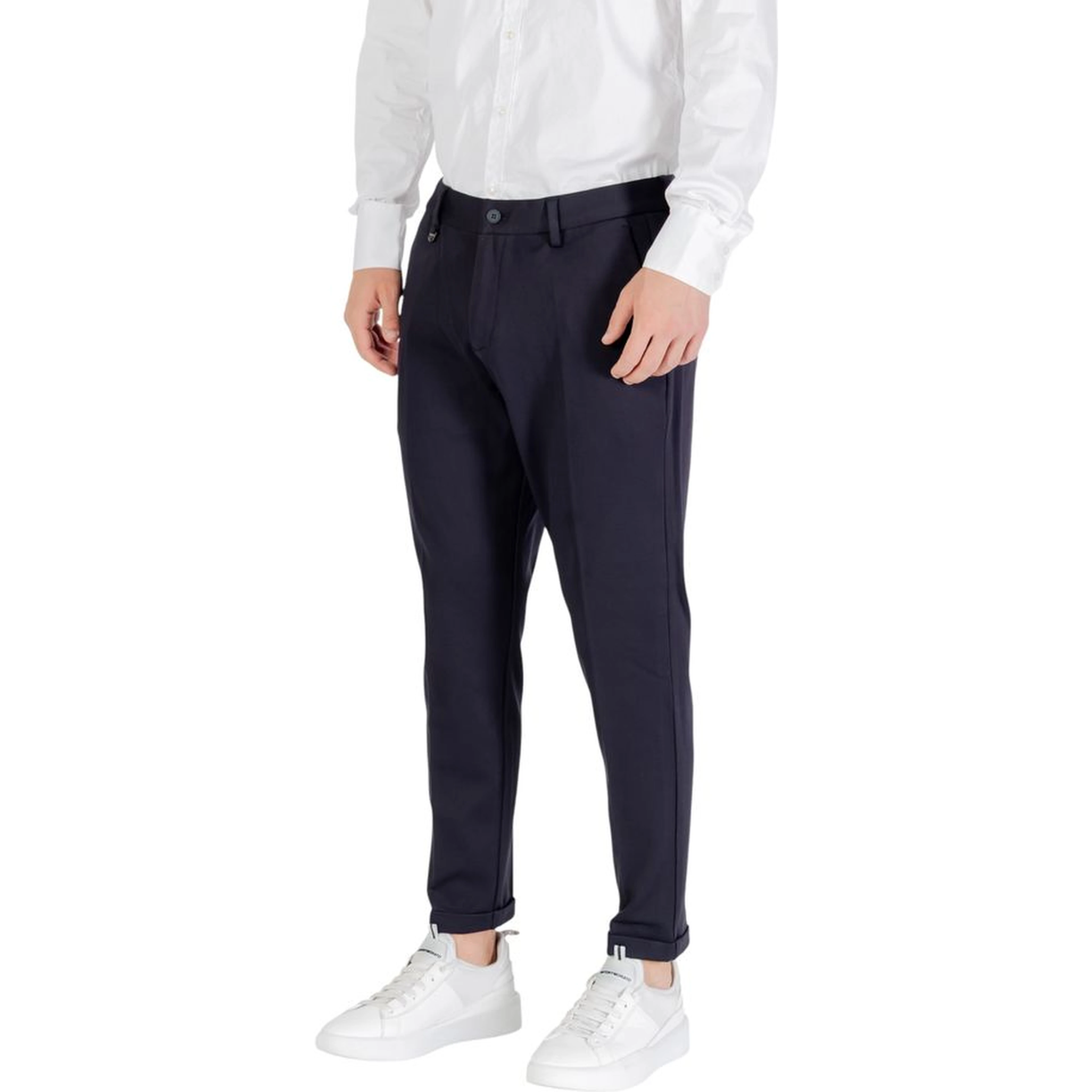 Blue Viscose Casual Pants