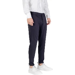 Blue Viscose Casual Pants