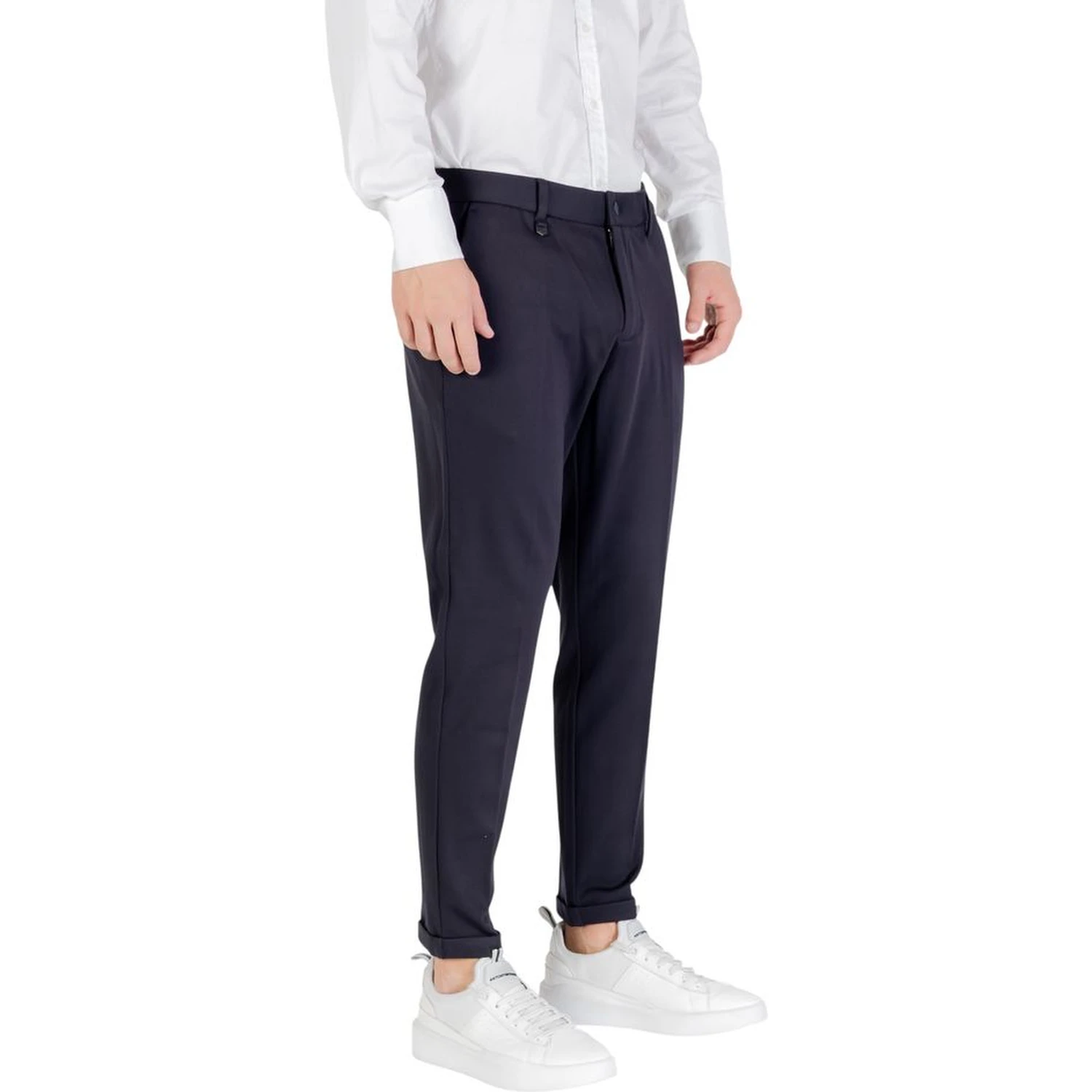 Blue Viscose Casual Pants