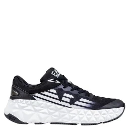 Black And White Polyester Athletic Sneakers