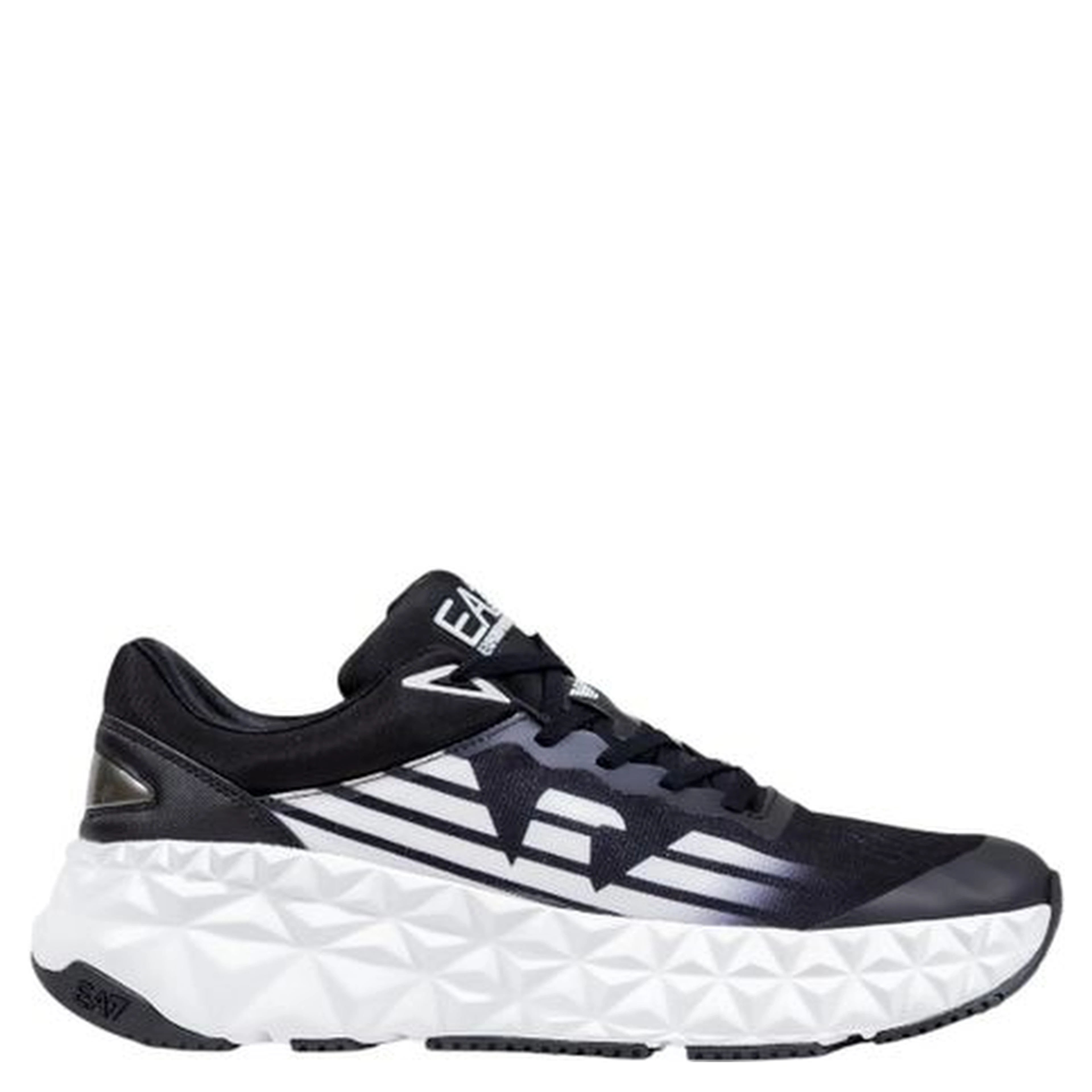 Black And White Polyester Athletic Sneakers