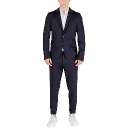 Blue Viscose Casual Pants