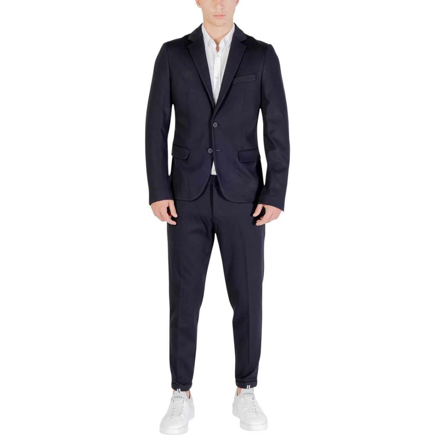 Blue Viscose Casual Pants