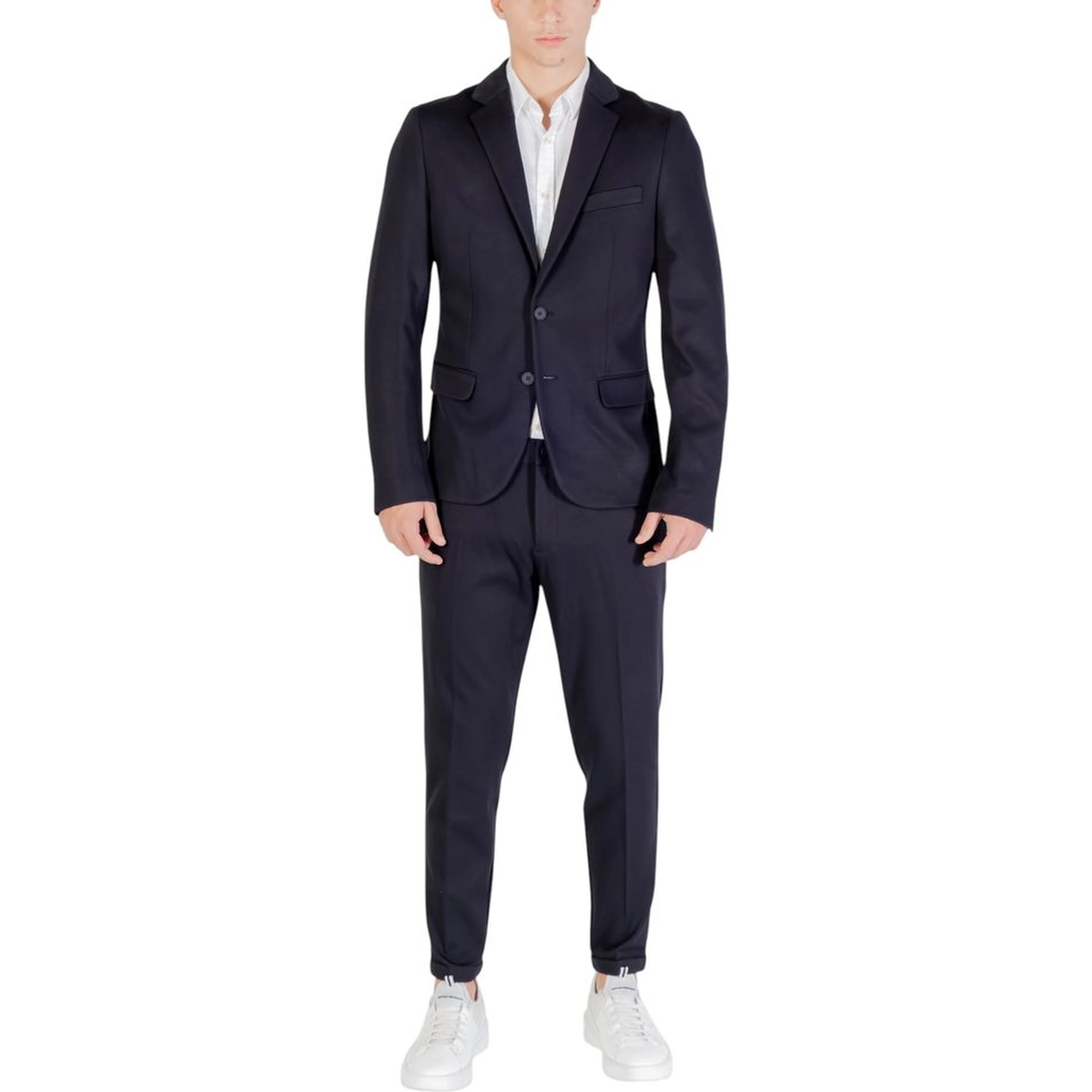 Blue Viscose Casual Pants