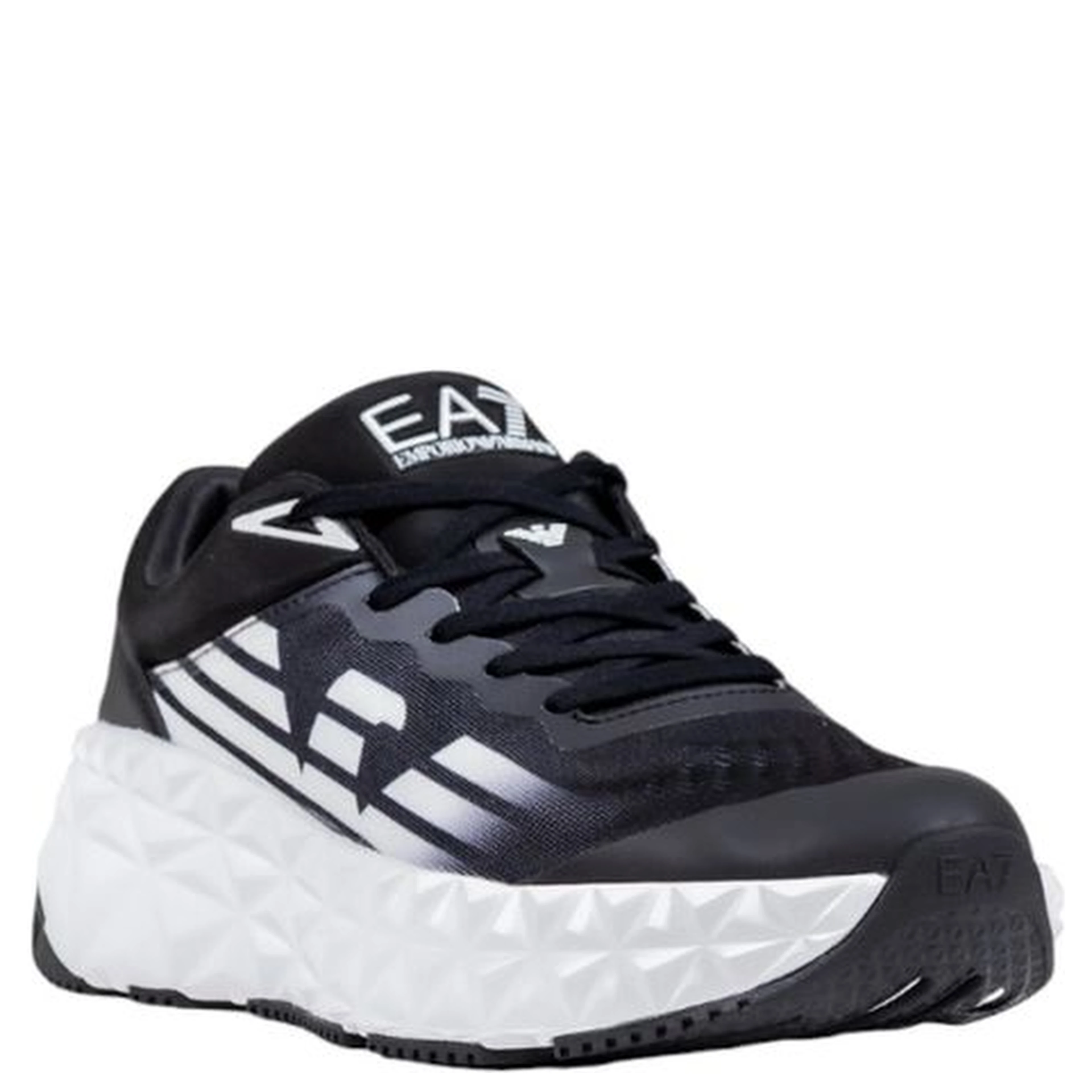 Black And White Polyester Athletic Sneakers