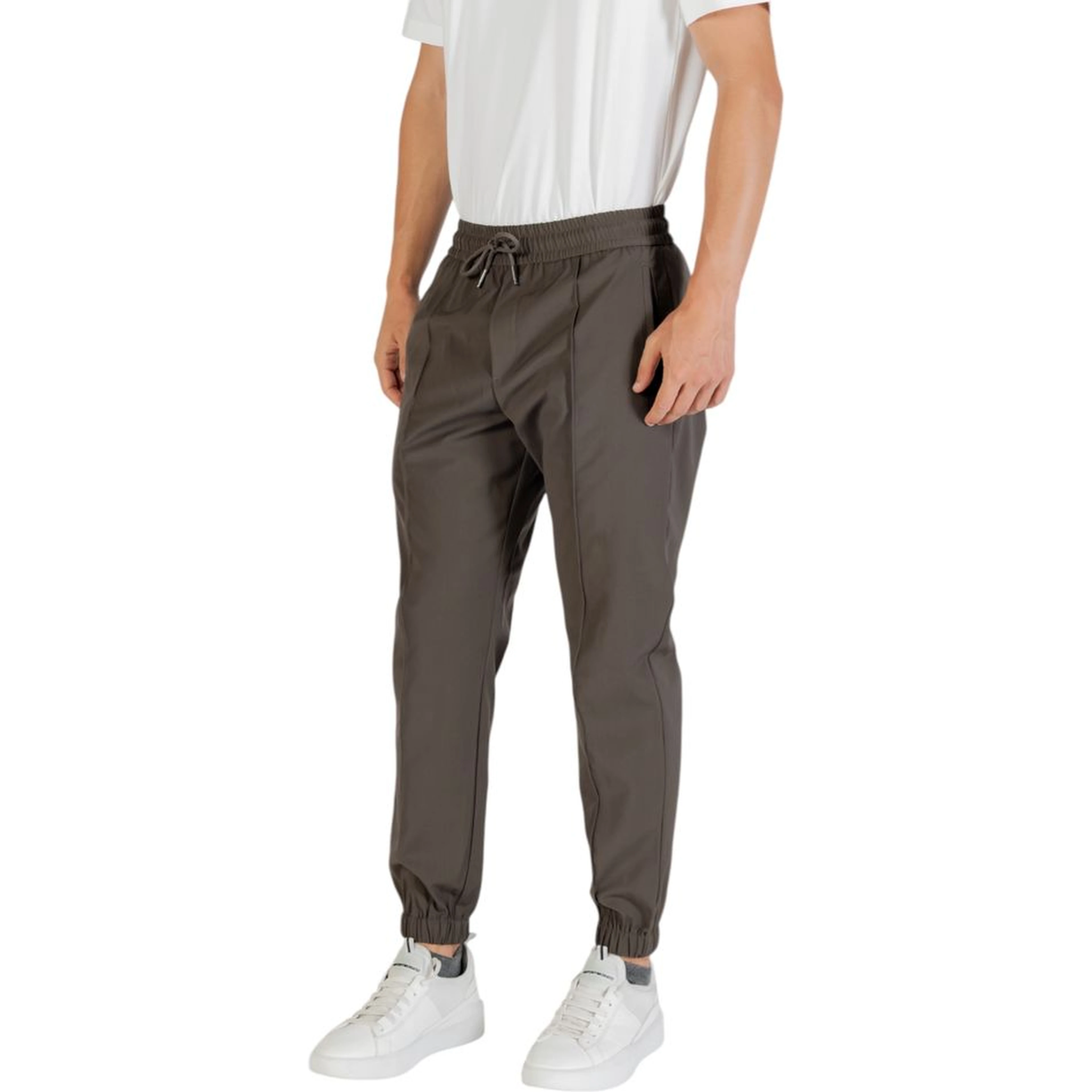Green Polyester Casual Pants