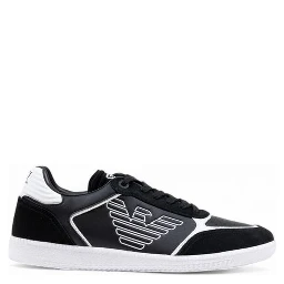 Black And White Leather Athletic Sneakers