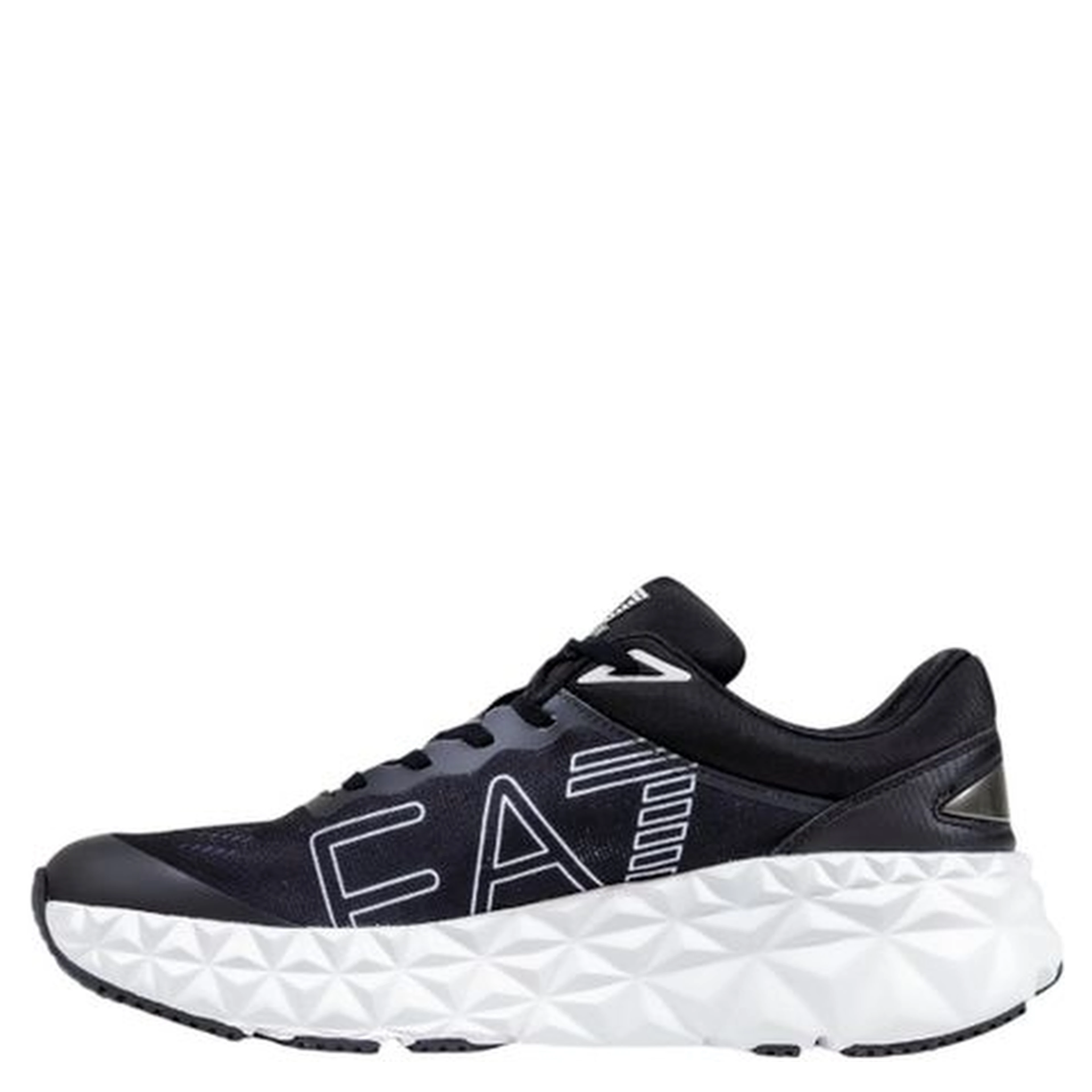 Black And White Polyester Athletic Sneakers
