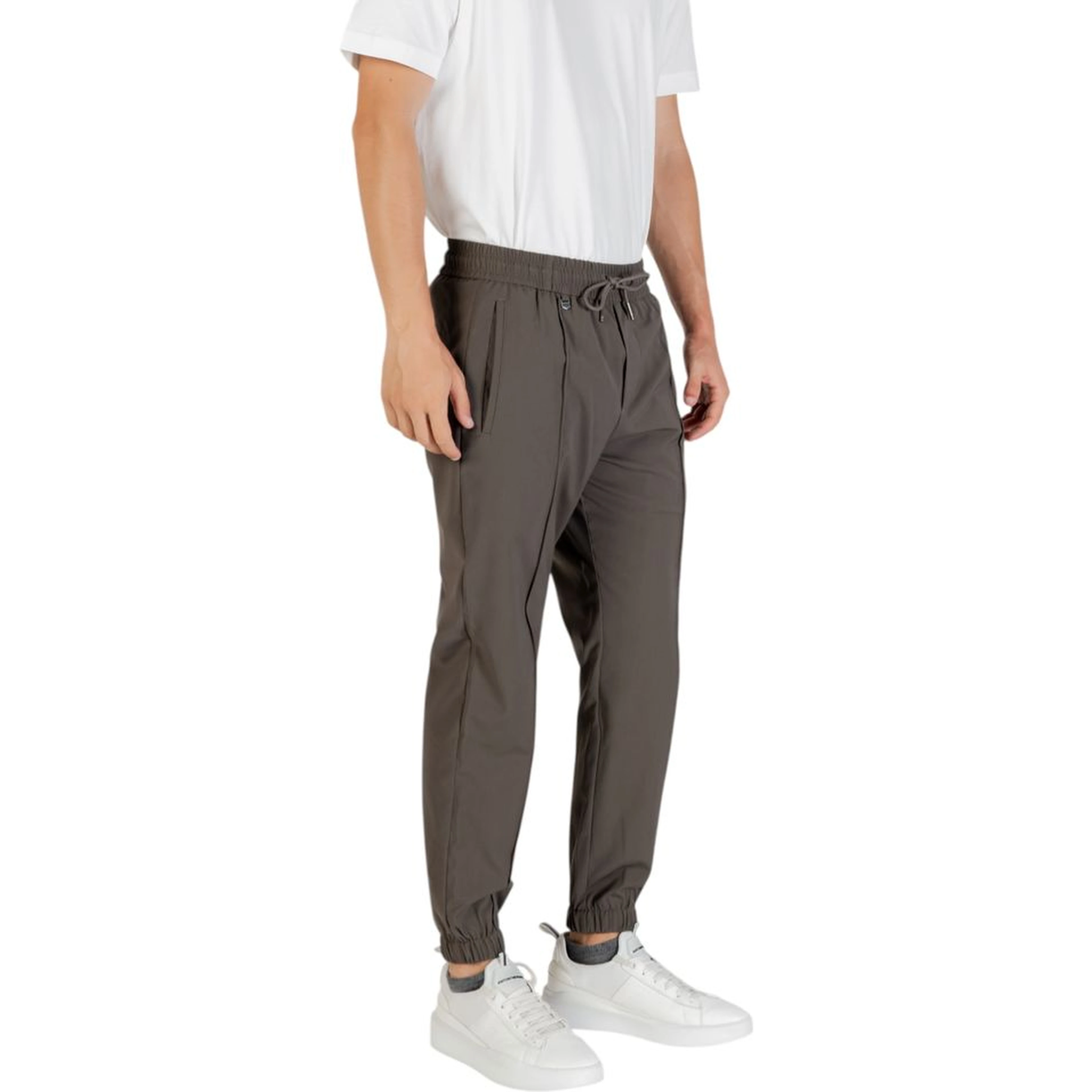 Green Polyester Casual Pants