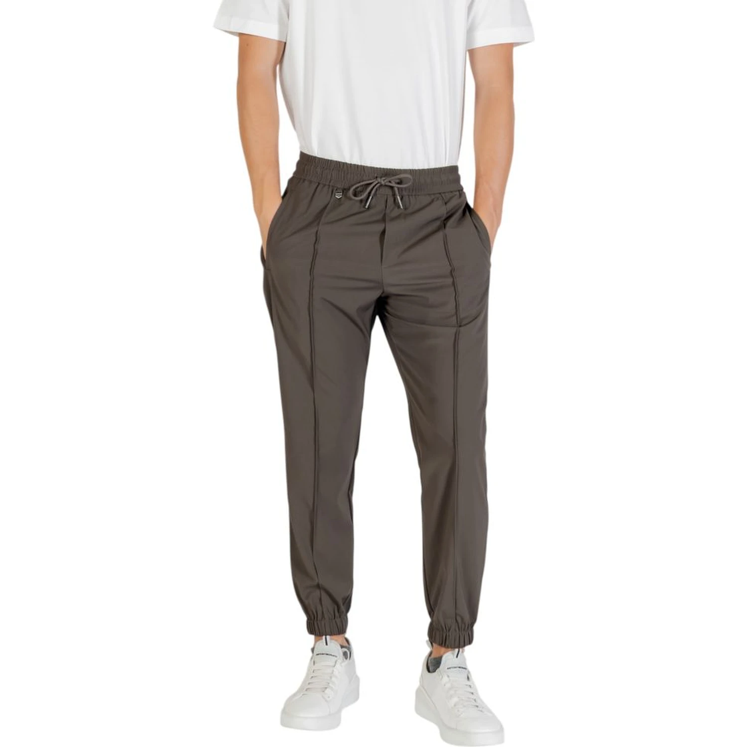 Green Polyester Casual Pants