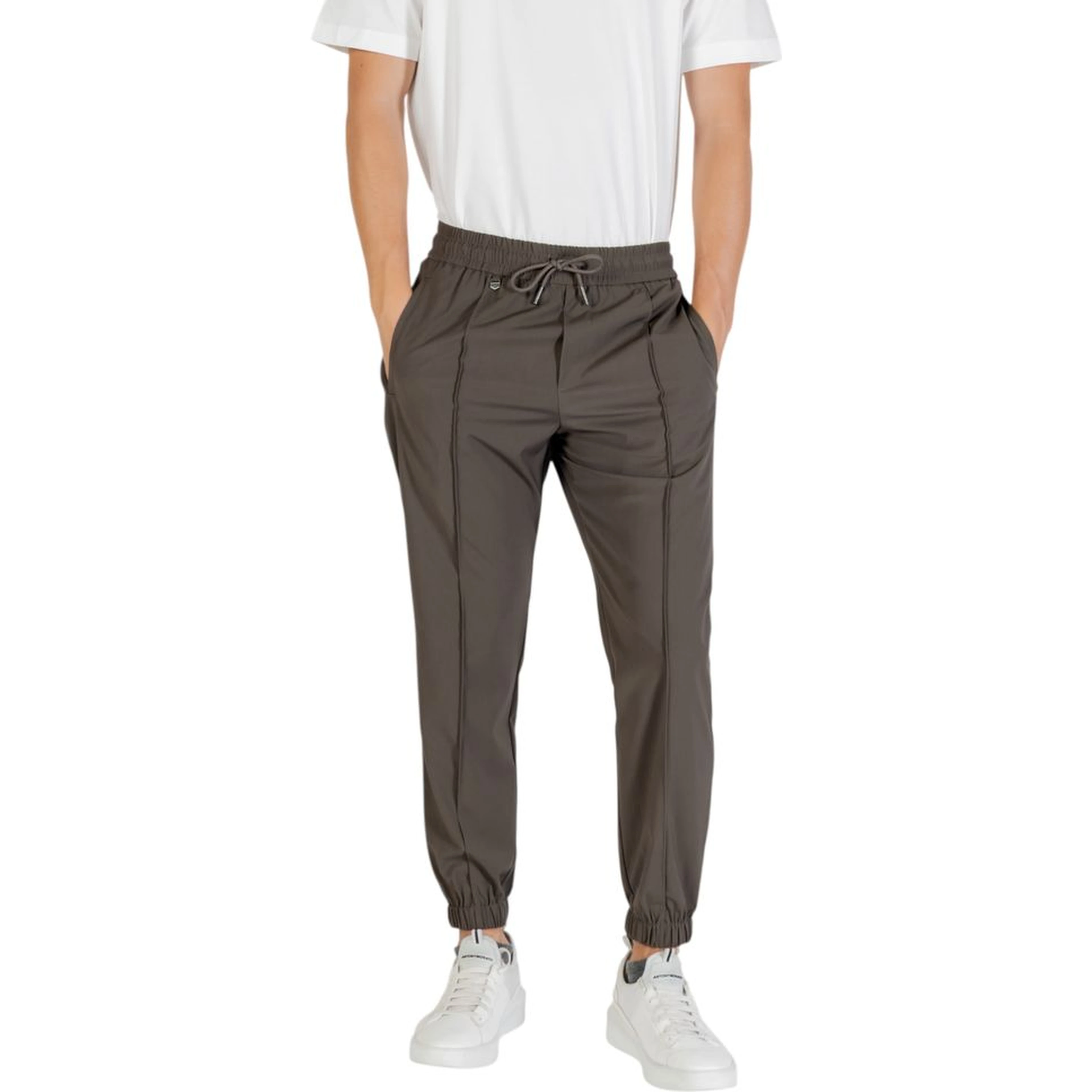 Green Polyester Casual Pants
