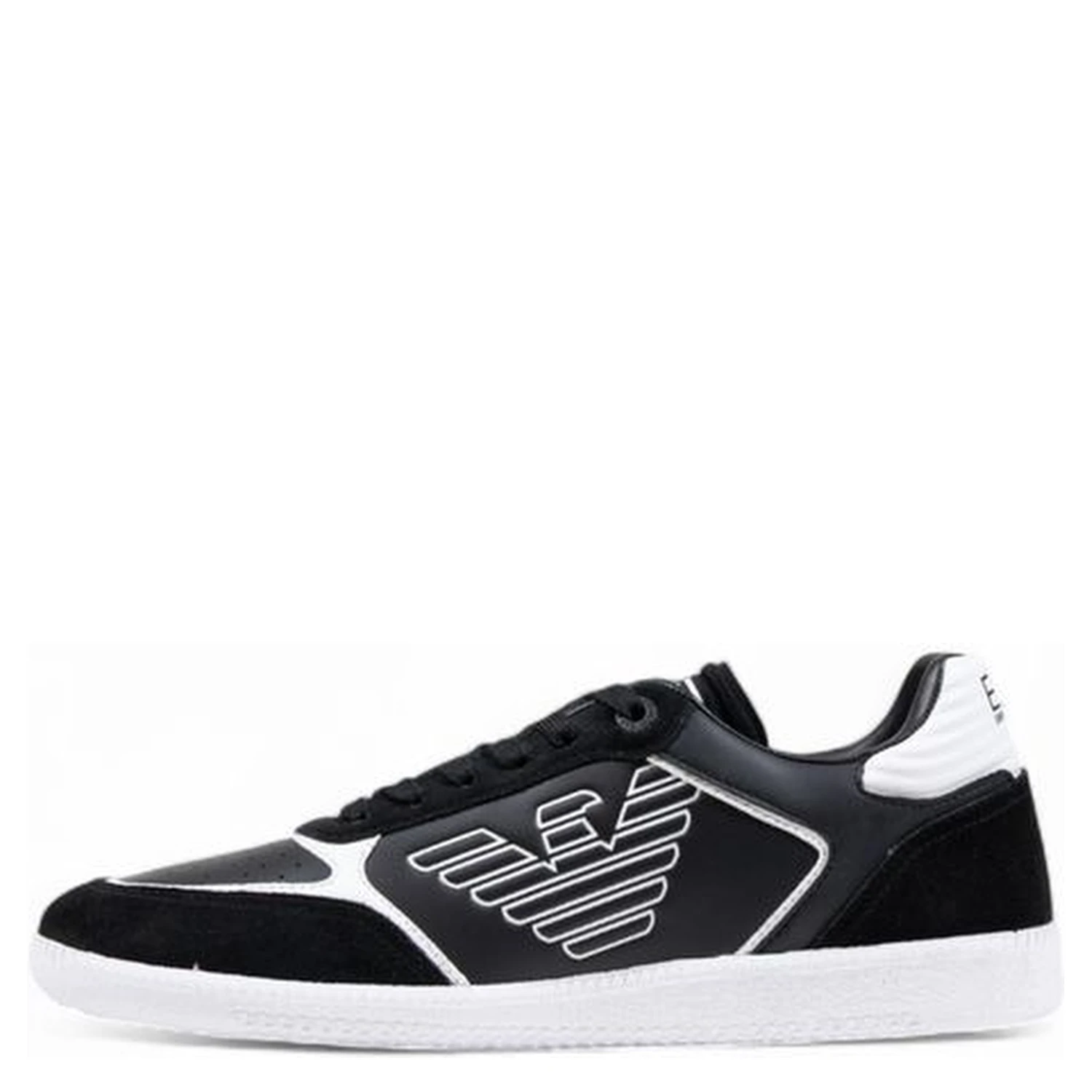 Black And White Leather Athletic Sneakers