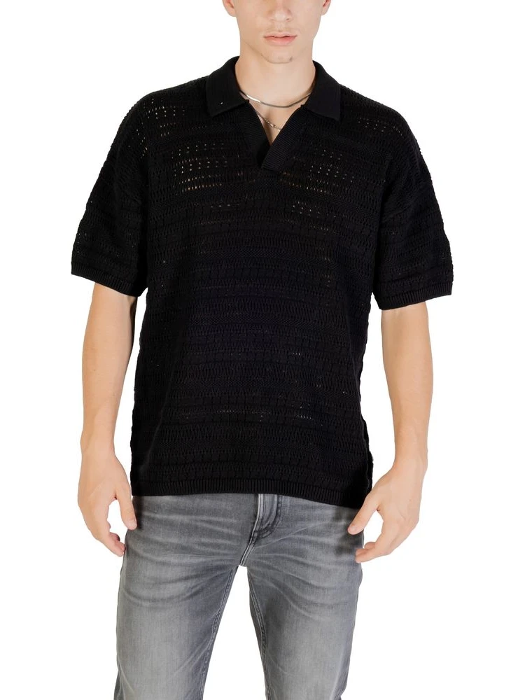Black Cotton Polo Shirt