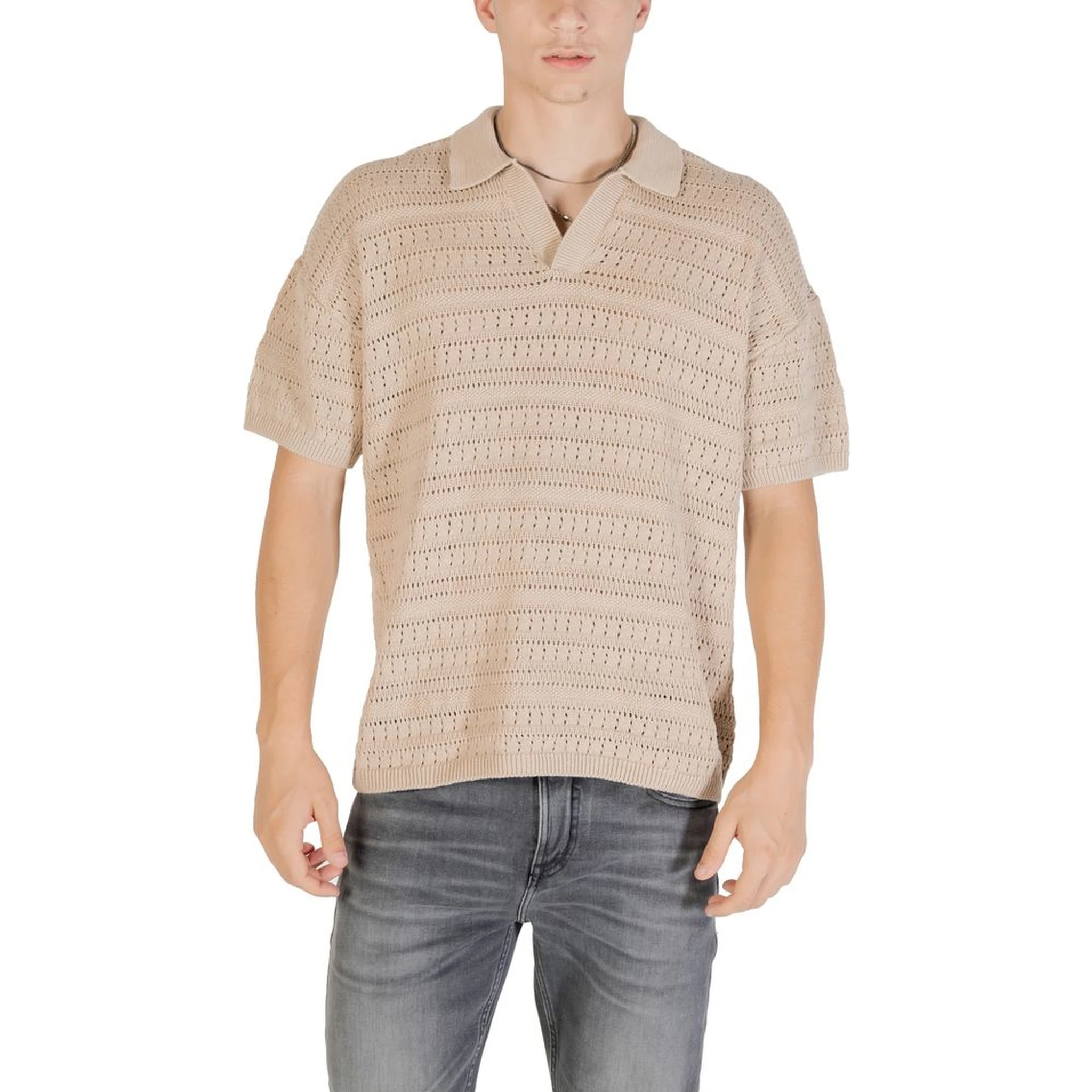 Beige Cotton Shortsleeve Shirt