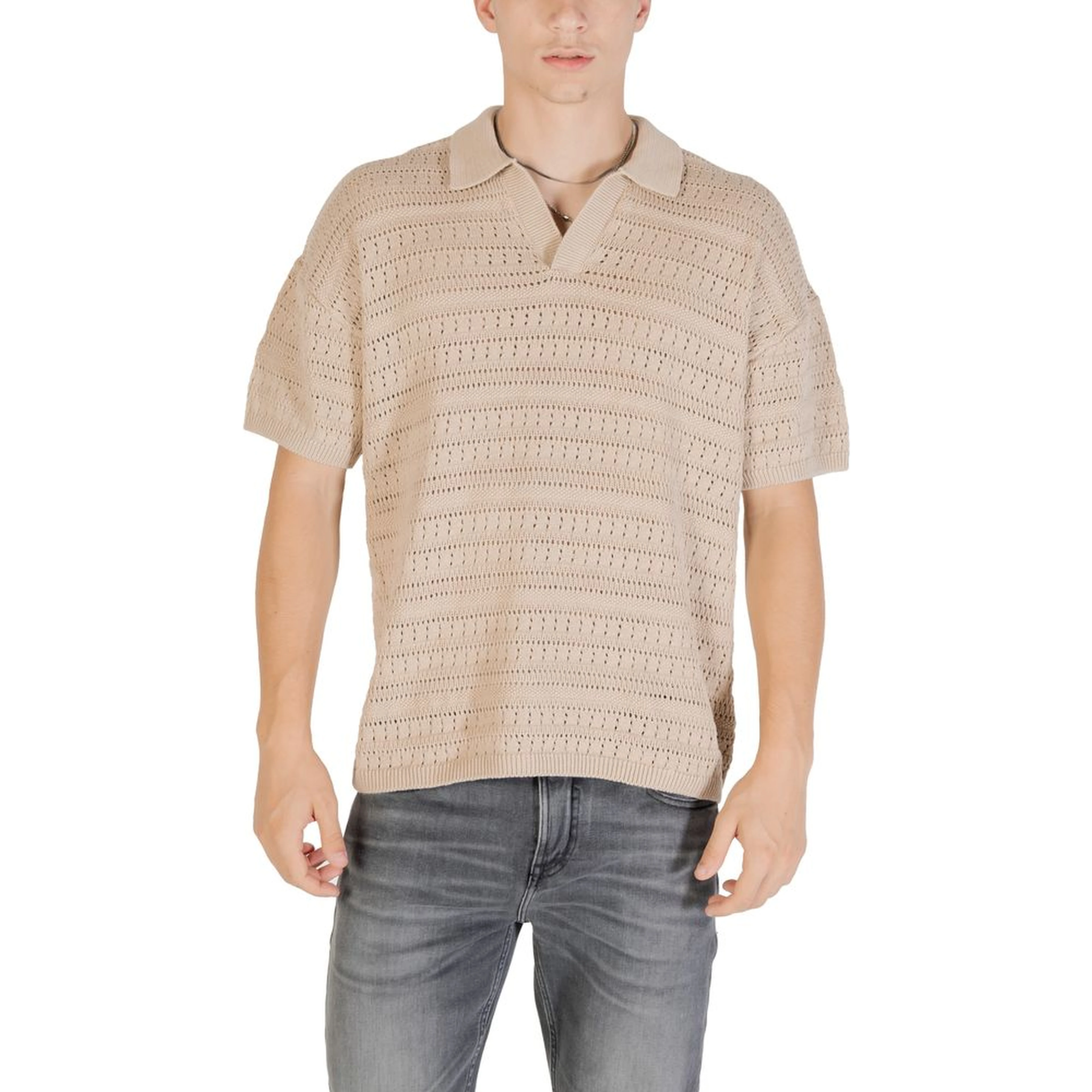 Beige Cotton Shortsleeve Shirt
