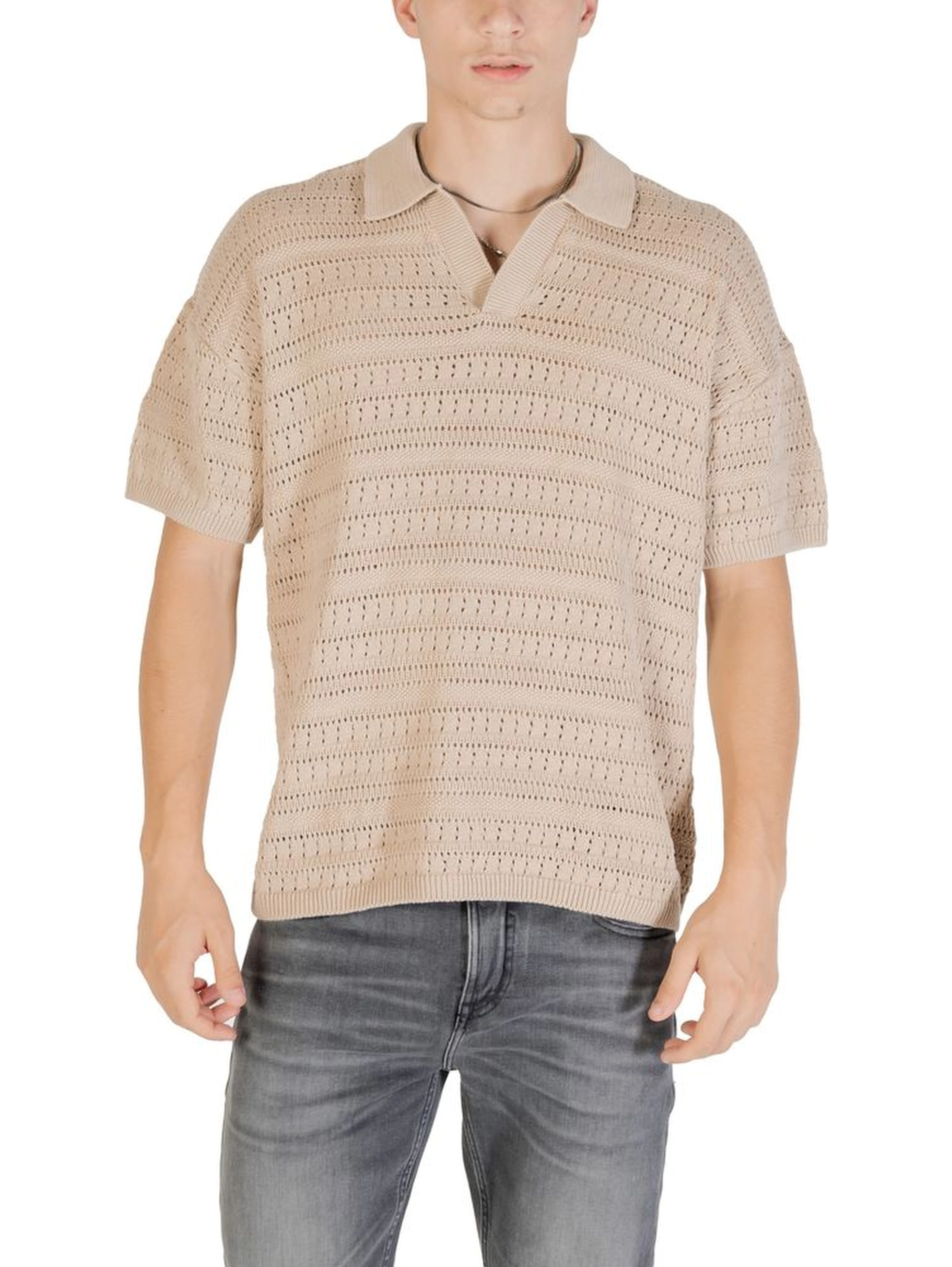 Beige Cotton Shortsleeve Shirt