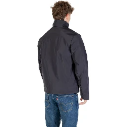 Blue Polyester Full-Length Jacket