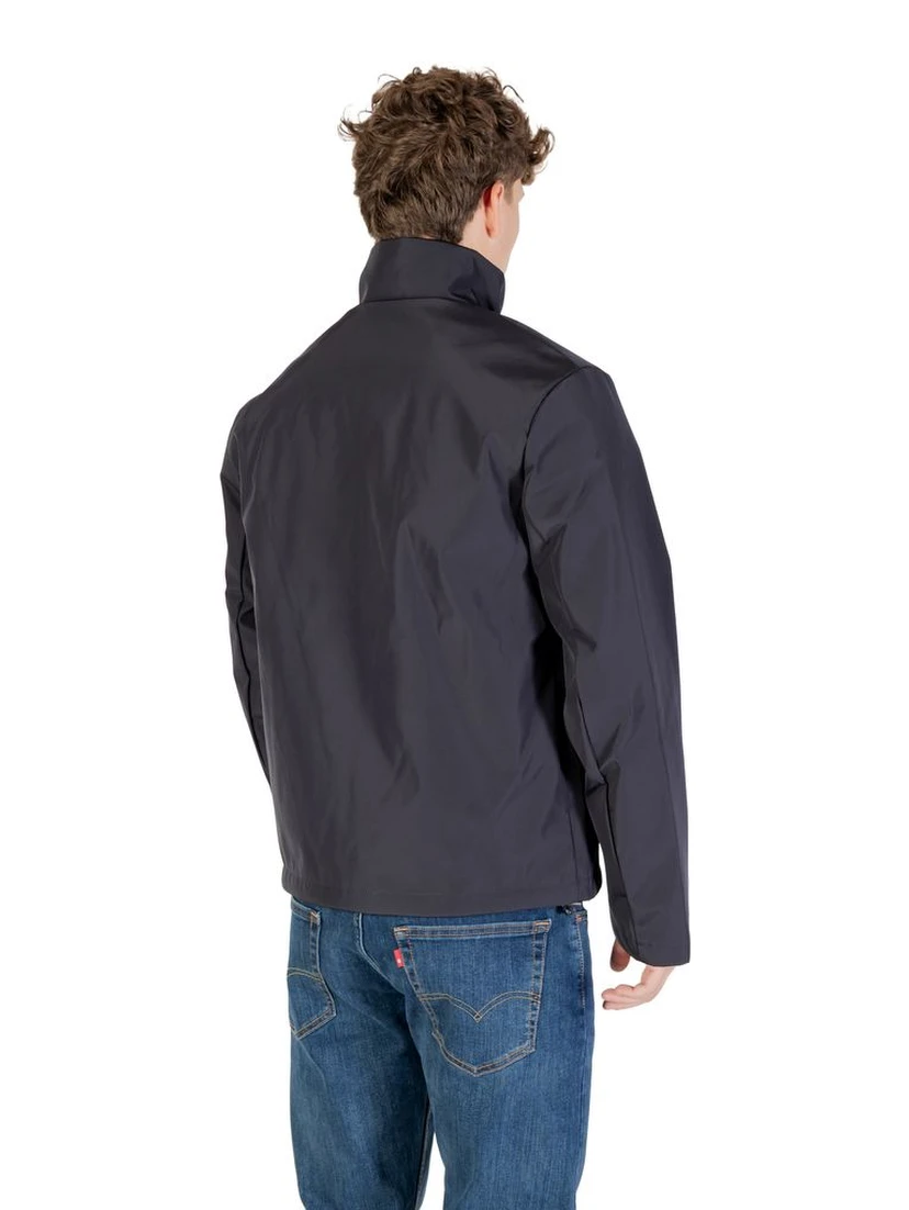 Blue Polyester Full-Length Jacket