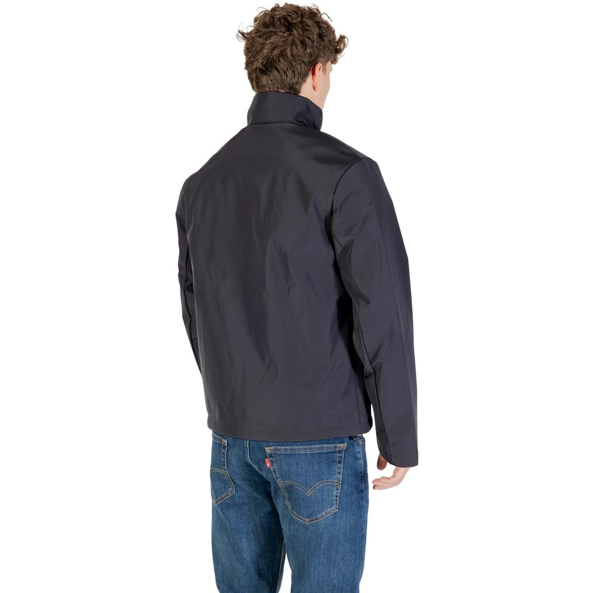 Blue Polyester Full-Length Jacket