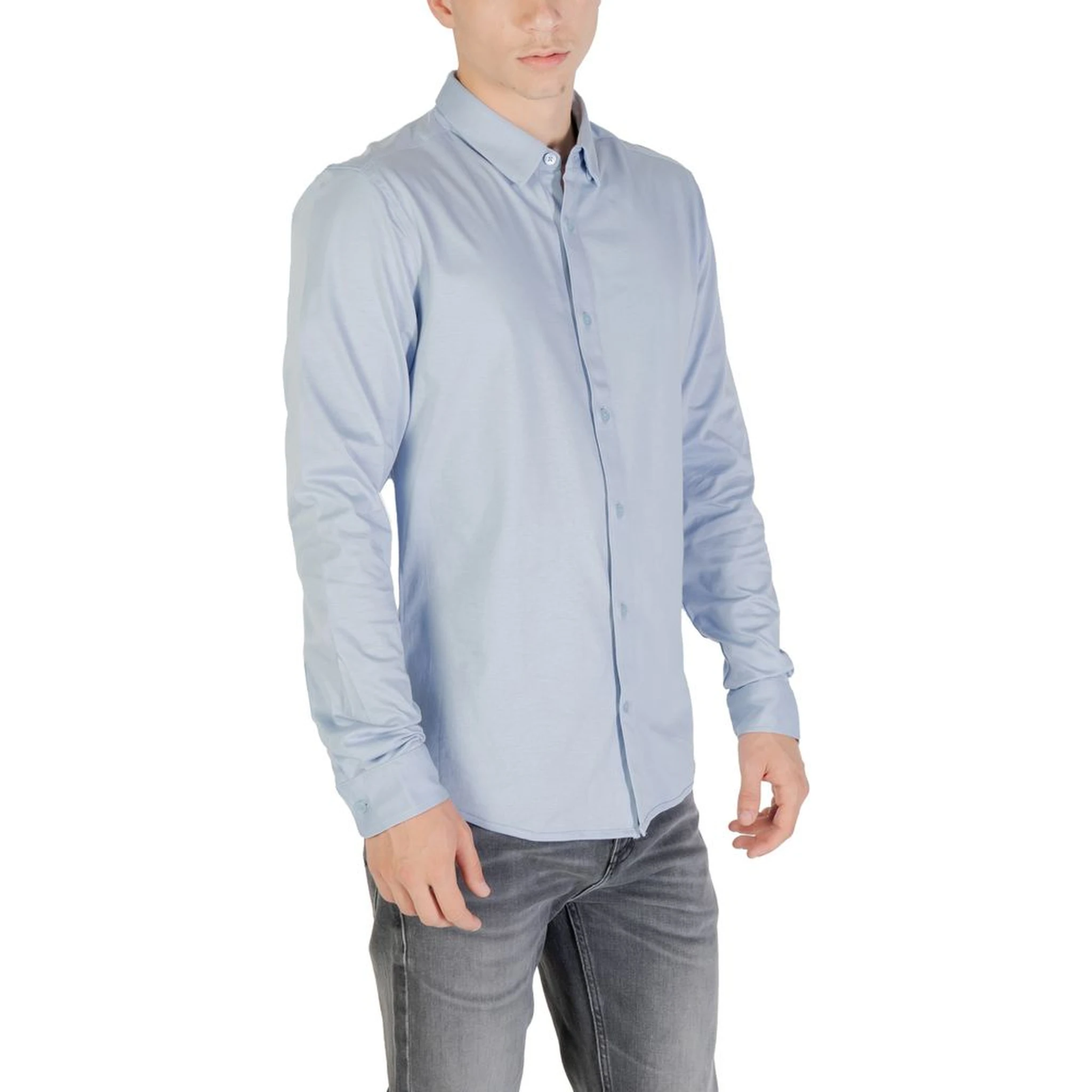 Blue Cotton Dress Shirt