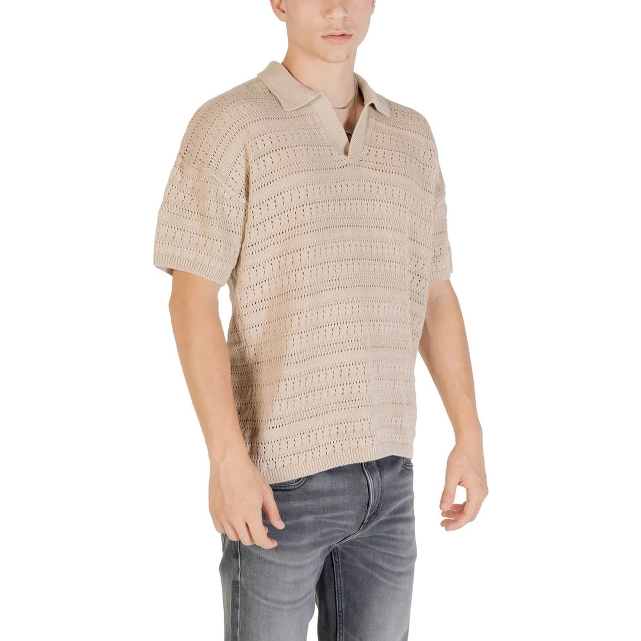 Beige Cotton Shortsleeve Shirt