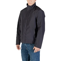 Blue Polyester Full-Length Jacket