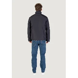 Blue Polyester Full-Length Jacket
