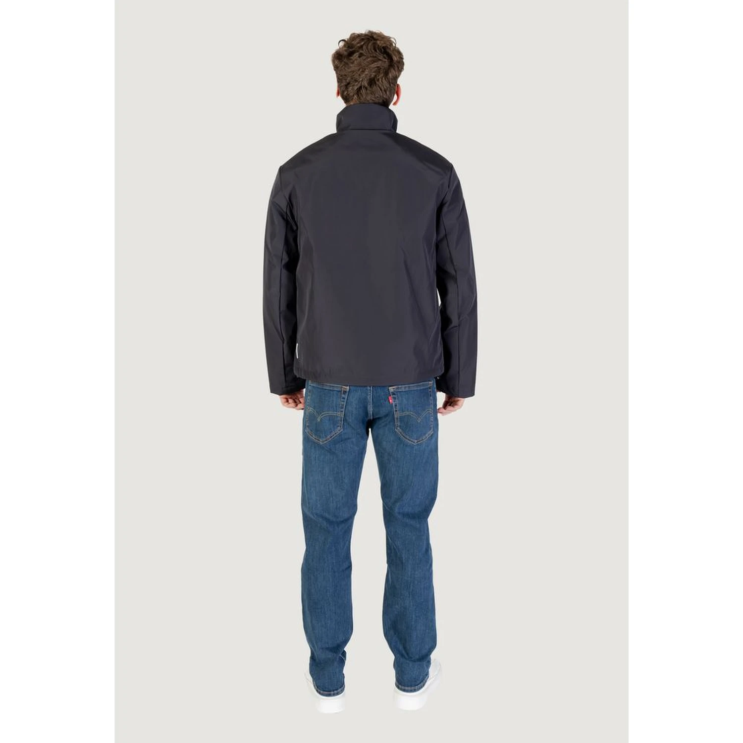 Blue Polyester Full-Length Jacket
