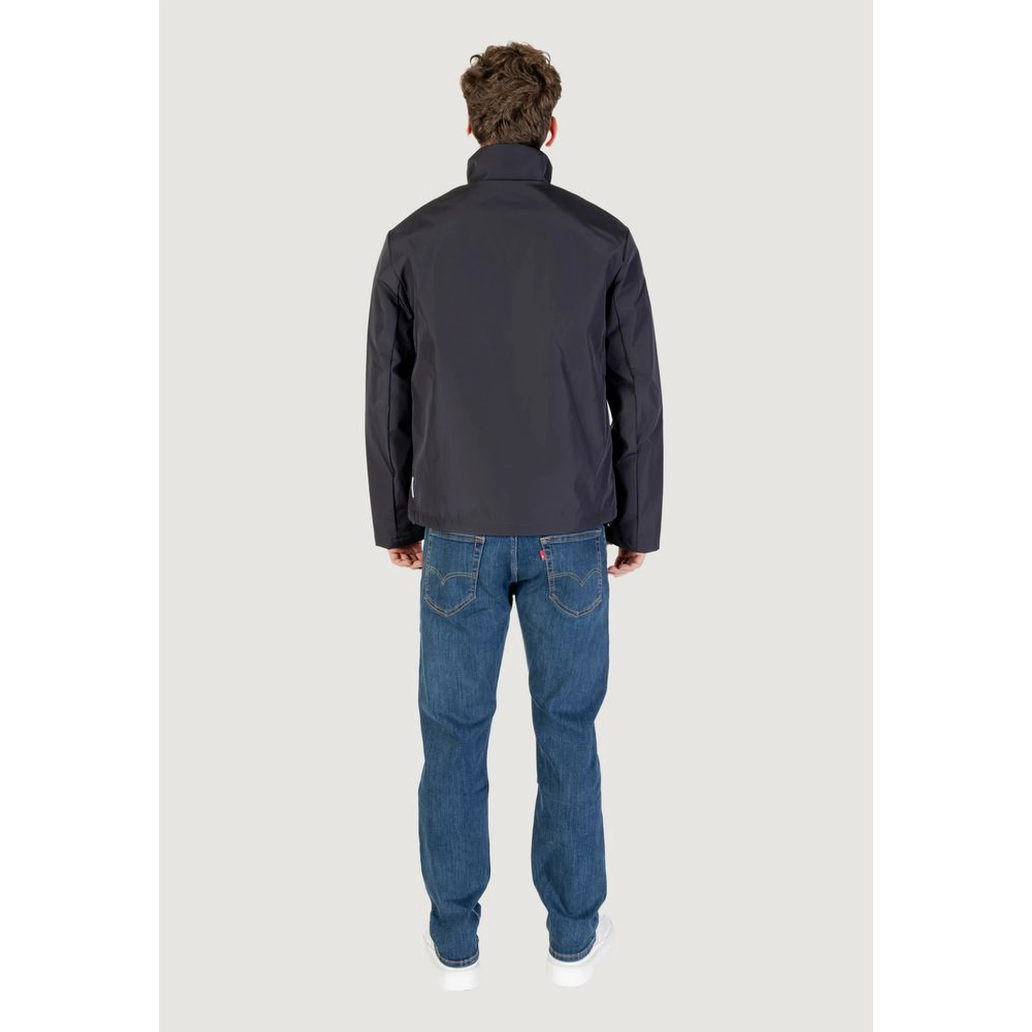Blue Polyester Full-Length Jacket