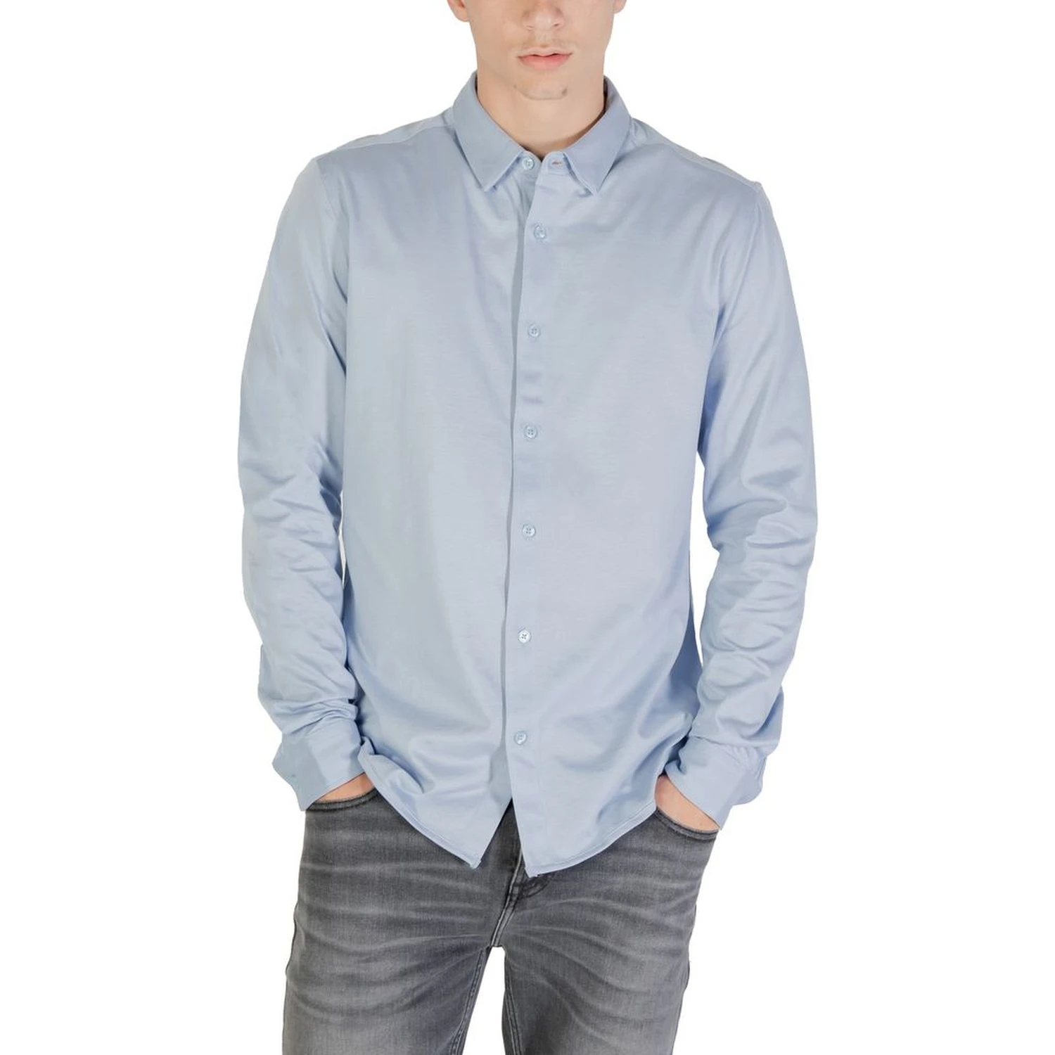 Blue Cotton Dress Shirt