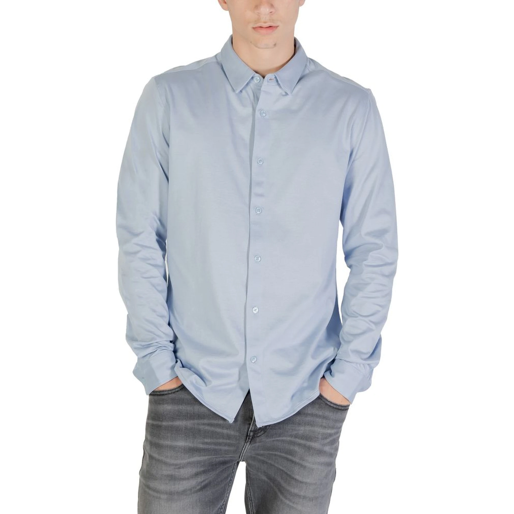 Blue Cotton Dress Shirt