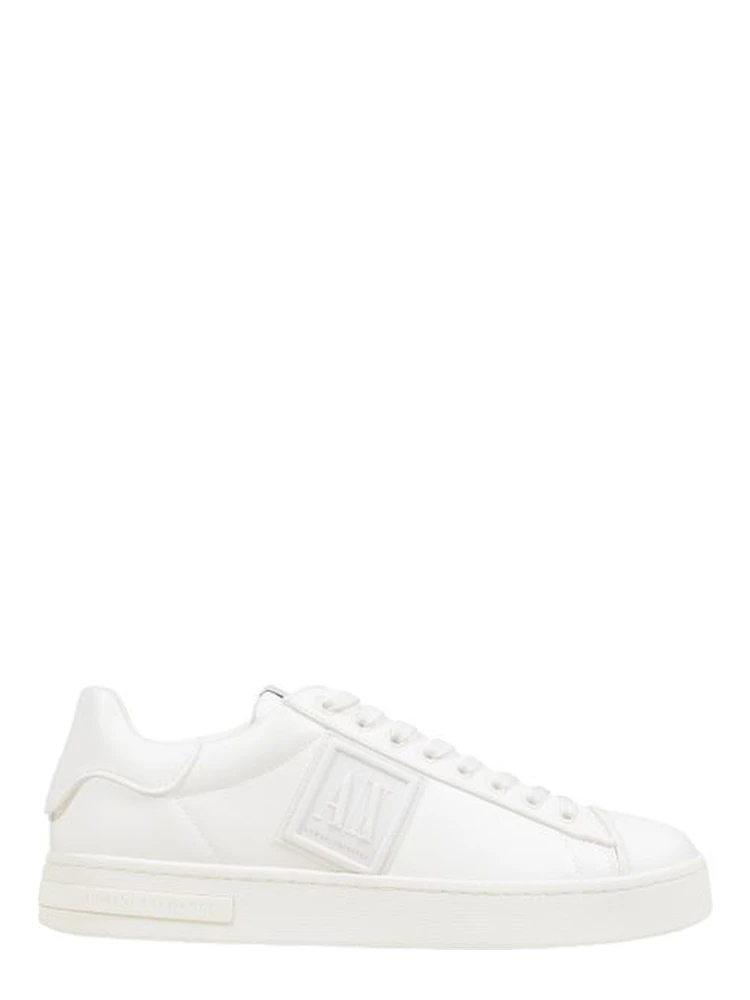 White Polyester Low Top Sneakers