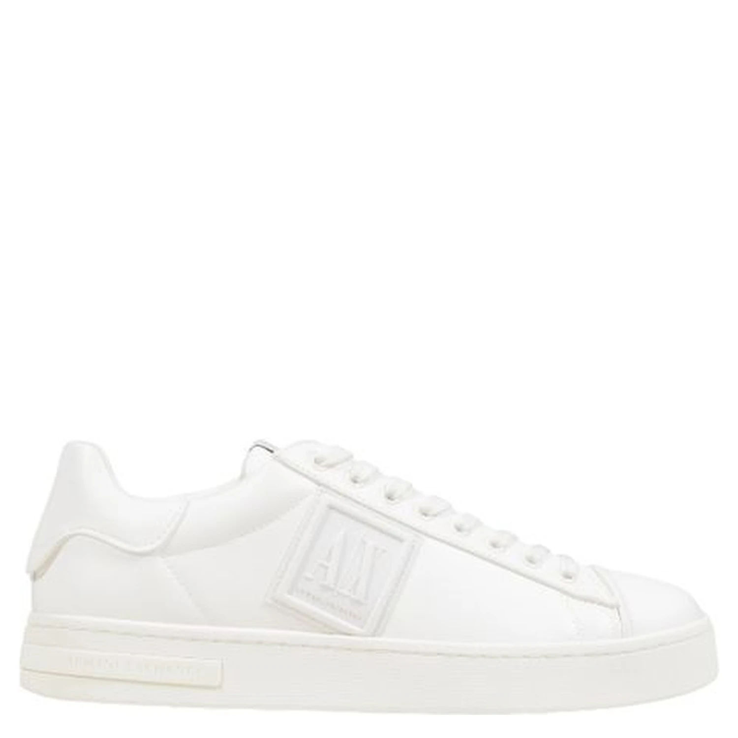 White Polyester Low Top Sneakers