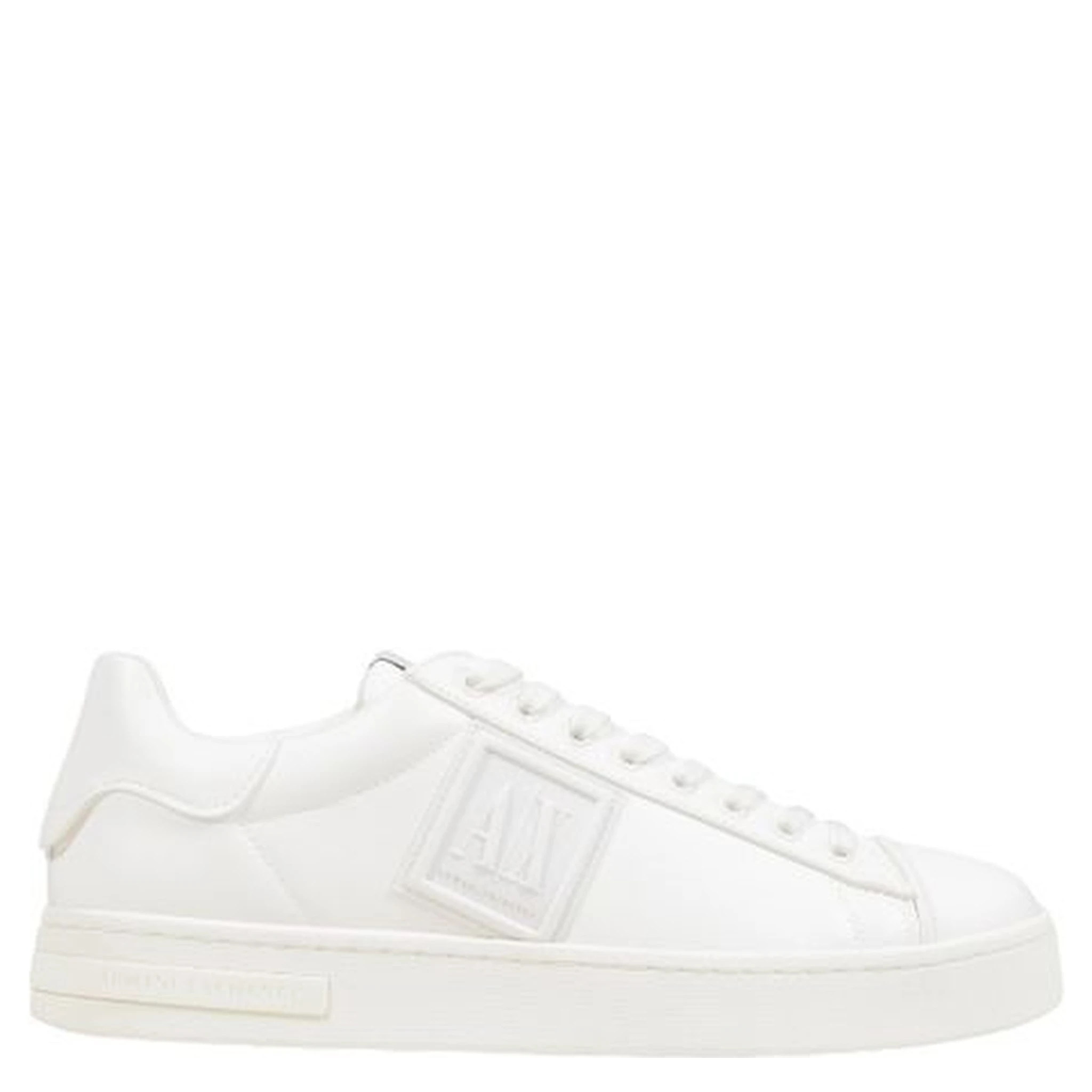 White Polyester Low Top Sneakers
