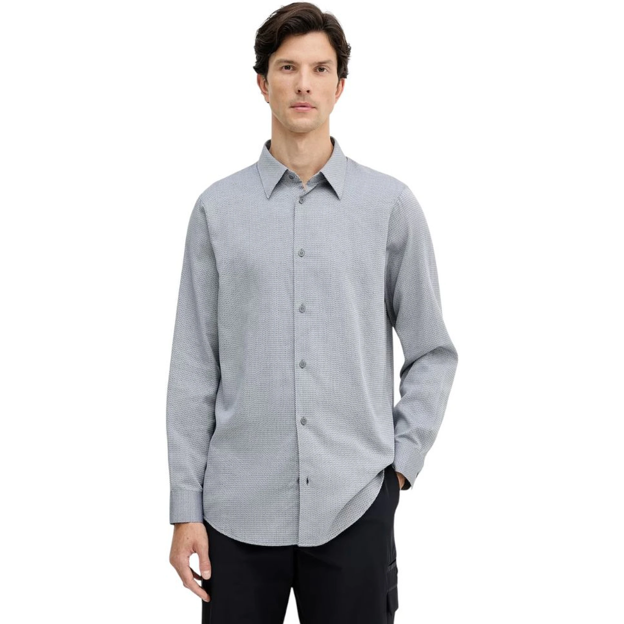 Black And White Cotton Dress Shirt