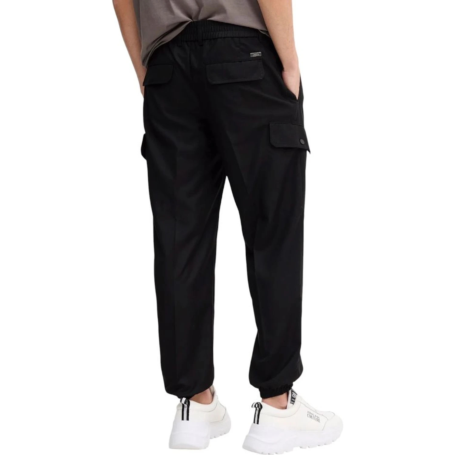 Black Polyester Casual Pants