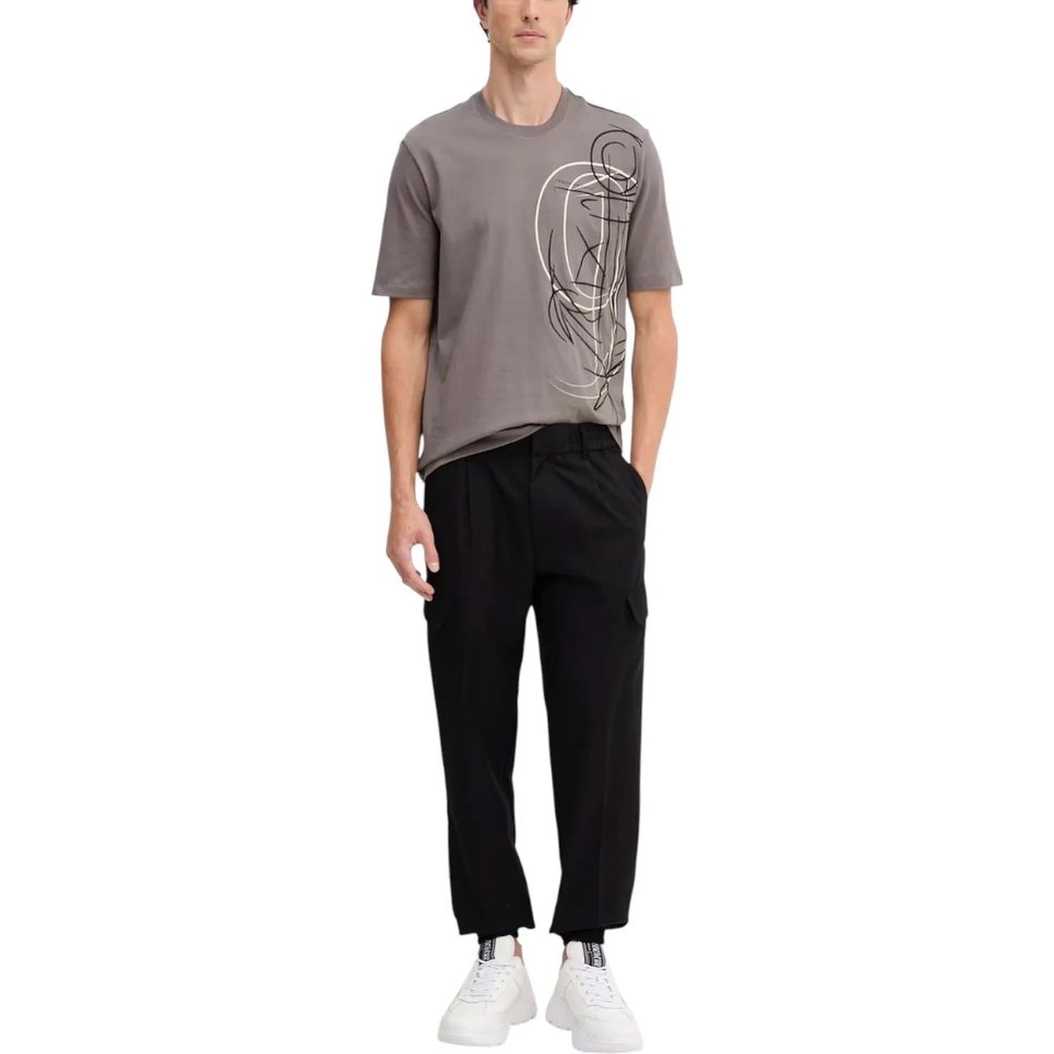 Black Polyester Casual Pants